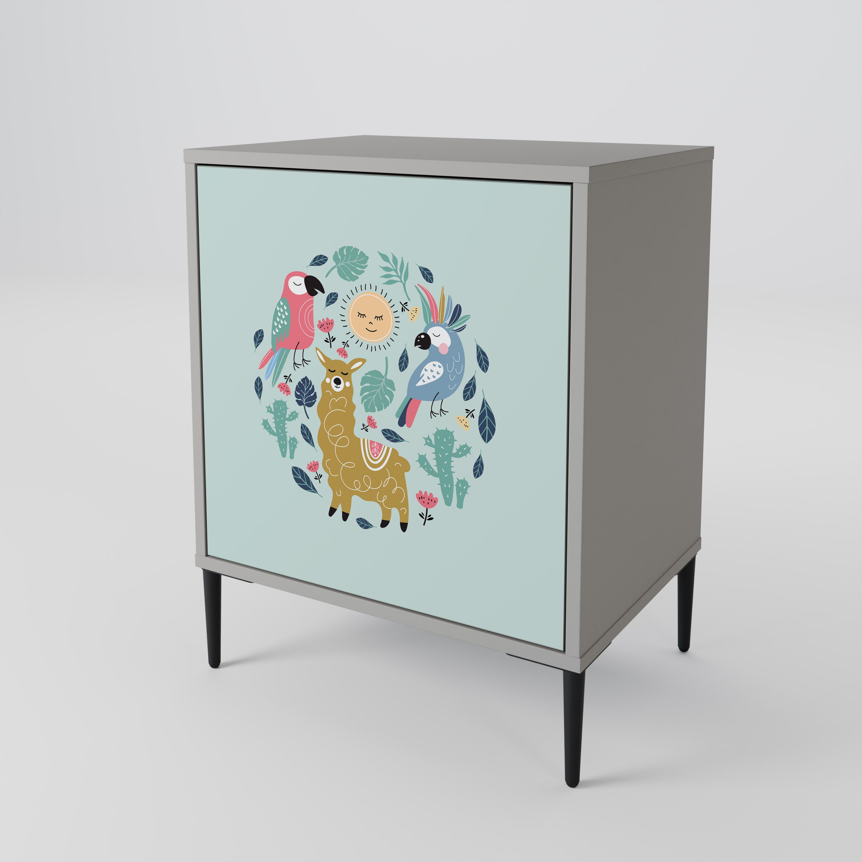 COLORFUL ALPACAS Sideboard mit 1 Tür in Grau