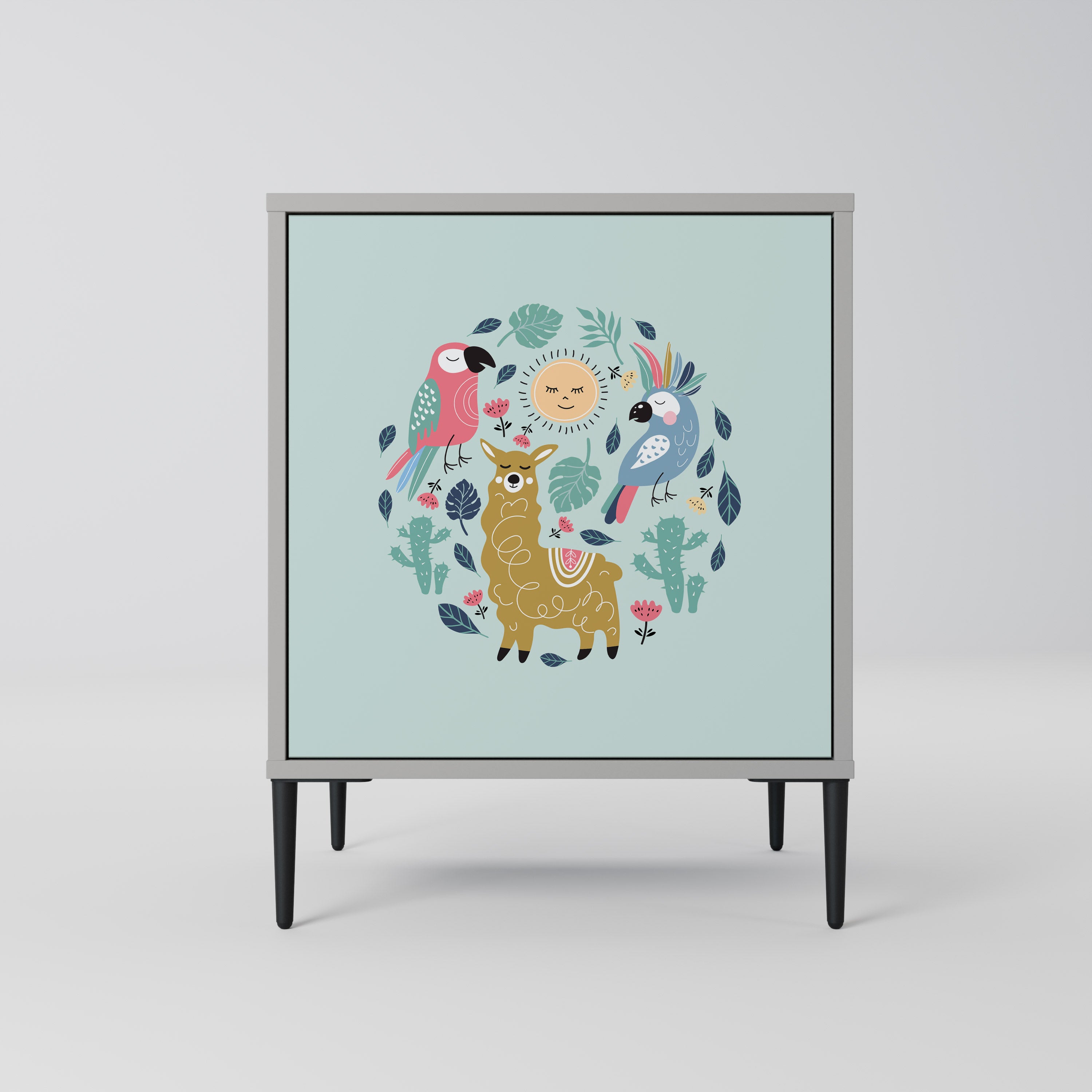 COLORFUL ALPACAS Sideboard mit 1 Tür in Grau