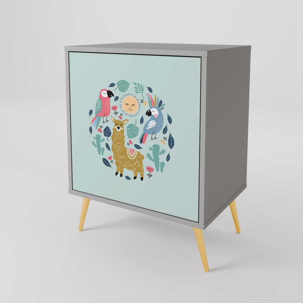 COLORFUL ALPACAS Sideboard mit 1 Tür in Grau