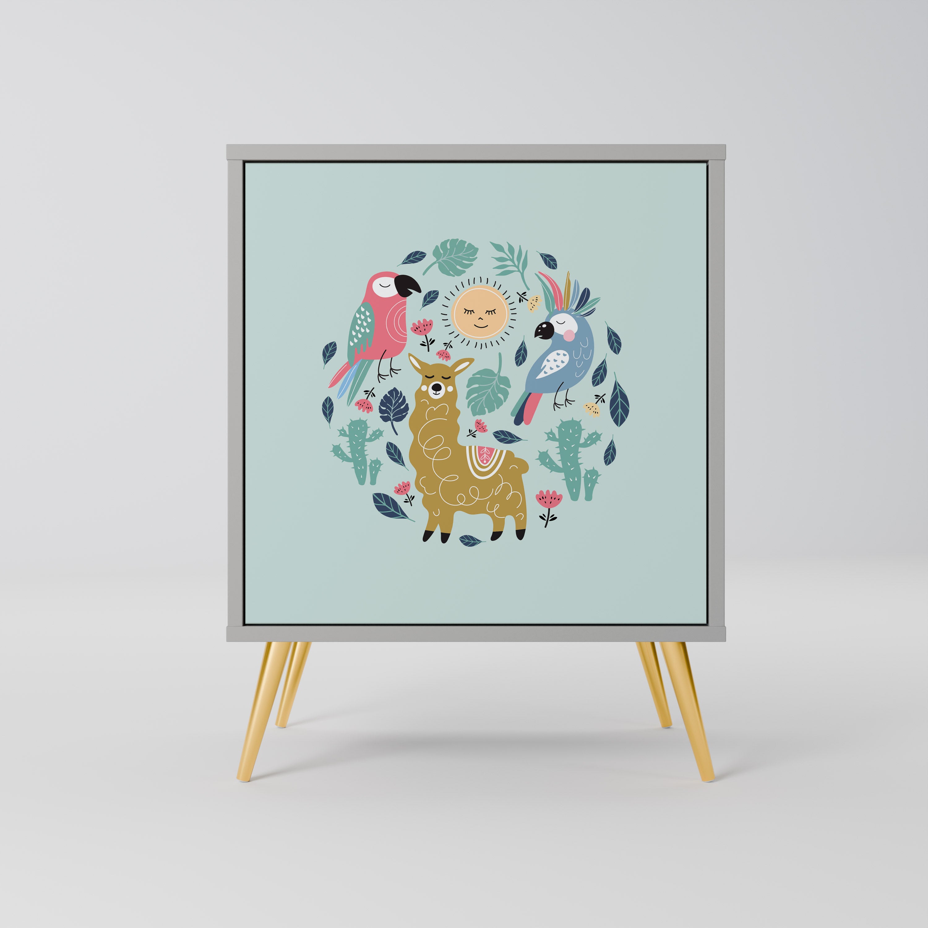 COLORFUL ALPACAS Sideboard mit 1 Tür in Grau