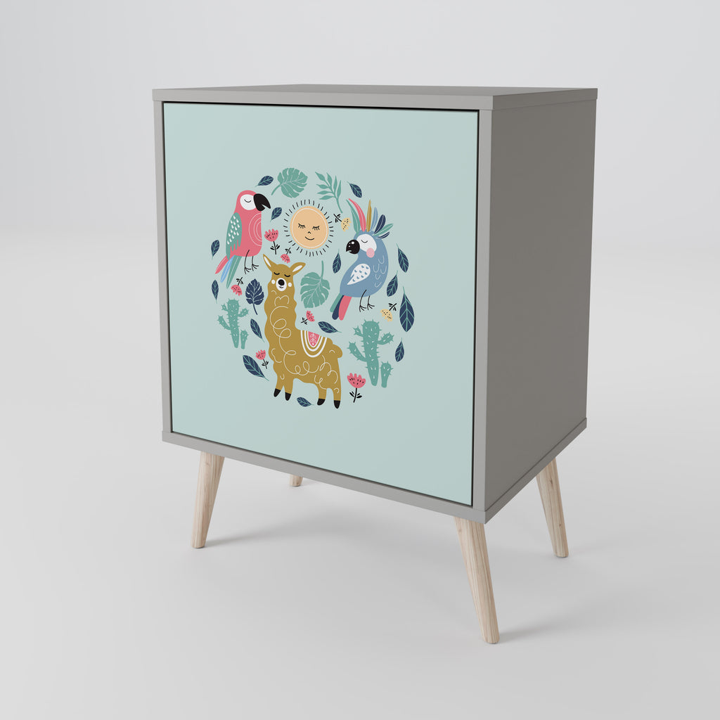 COLORFUL ALPACAS Sideboard mit 1 Tür in Grau