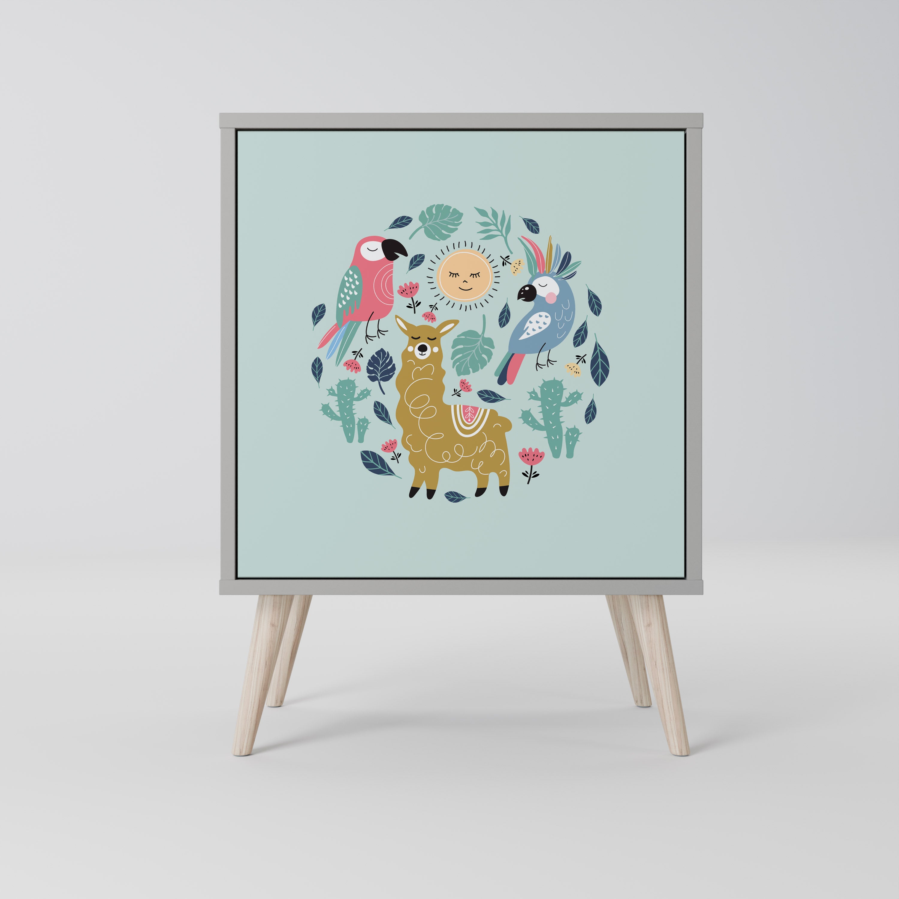 COLORFUL ALPACAS Sideboard mit 1 Tür in Grau