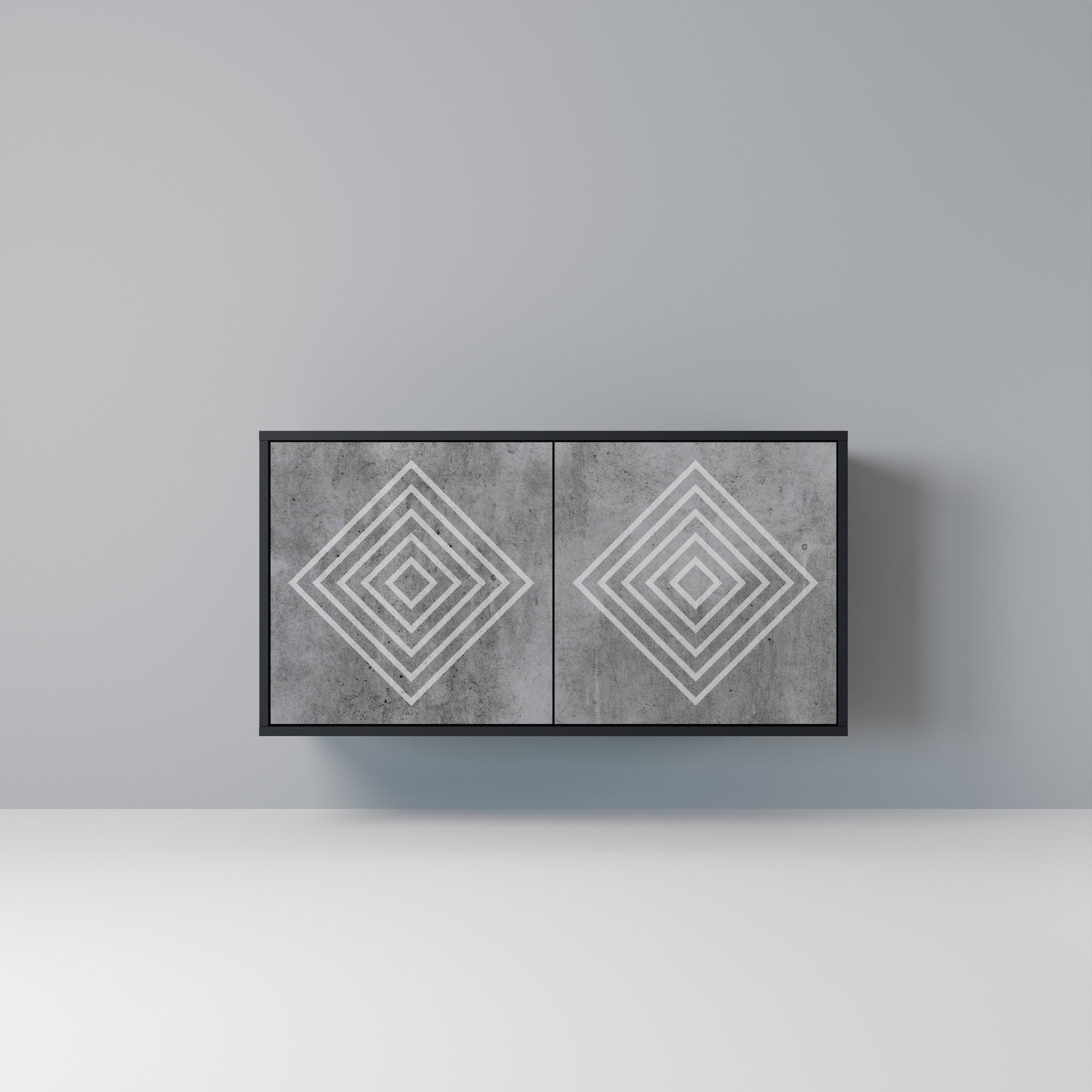POLYGONAL ARTISTRY Sideboard mit 2 Türen in Schwarz