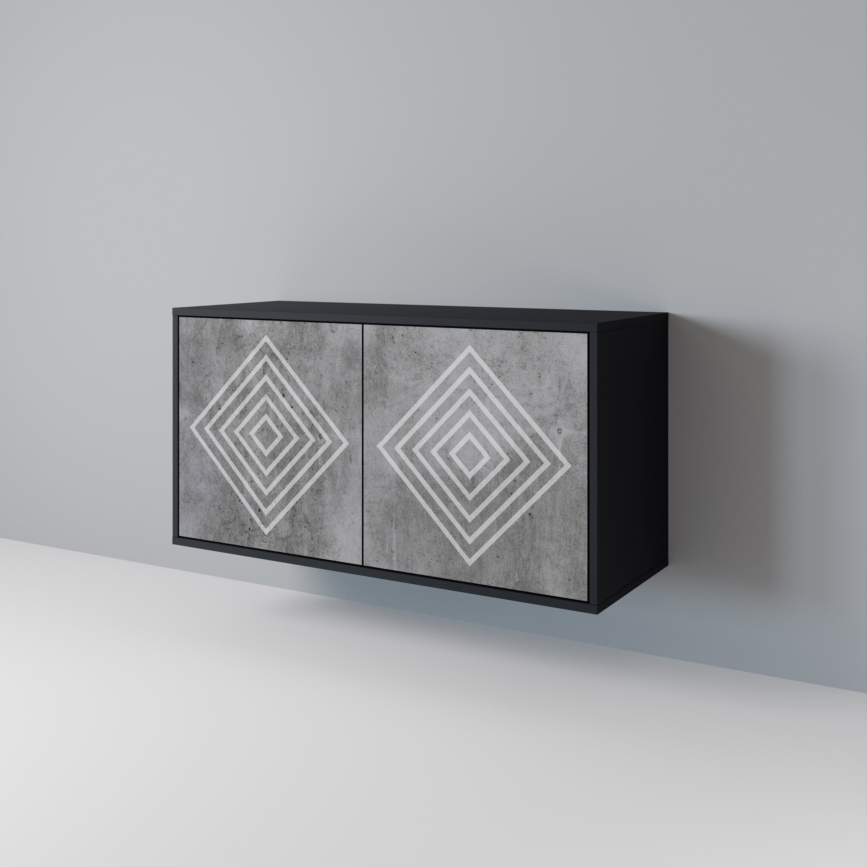 POLYGONAL ARTISTRY Sideboard mit 2 Türen in Schwarz
