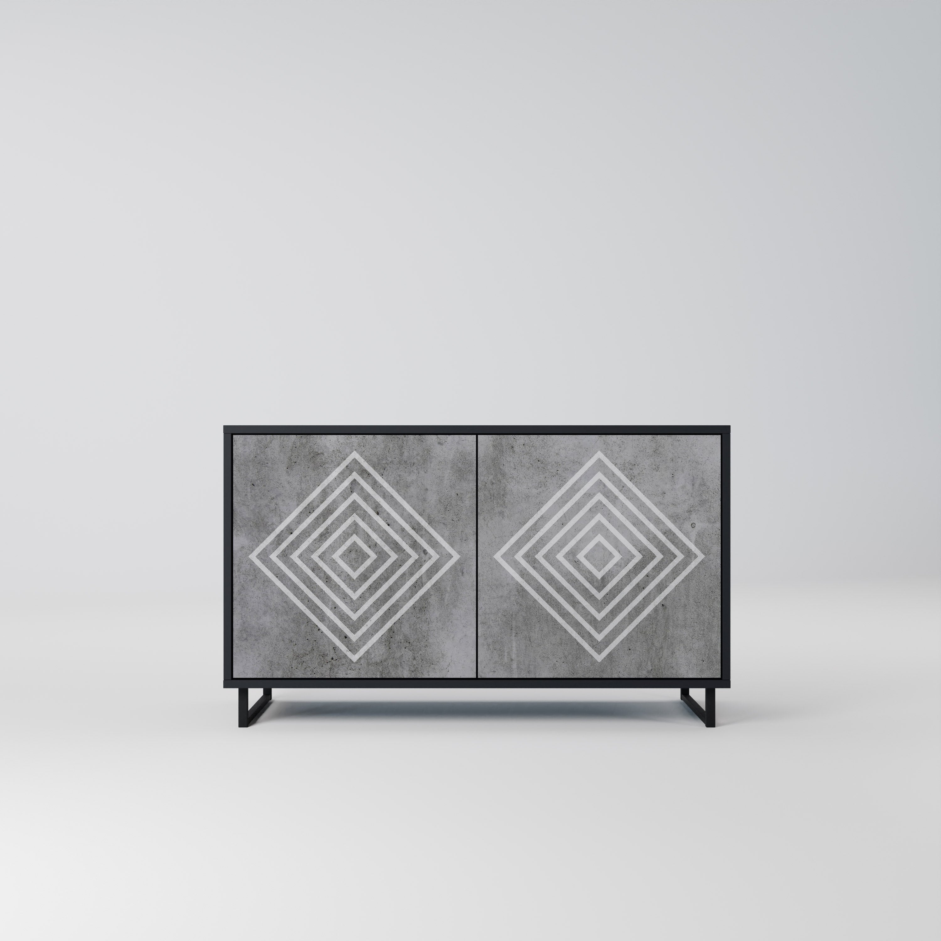 POLYGONAL ARTISTRY Sideboard mit 2 Türen in Schwarz