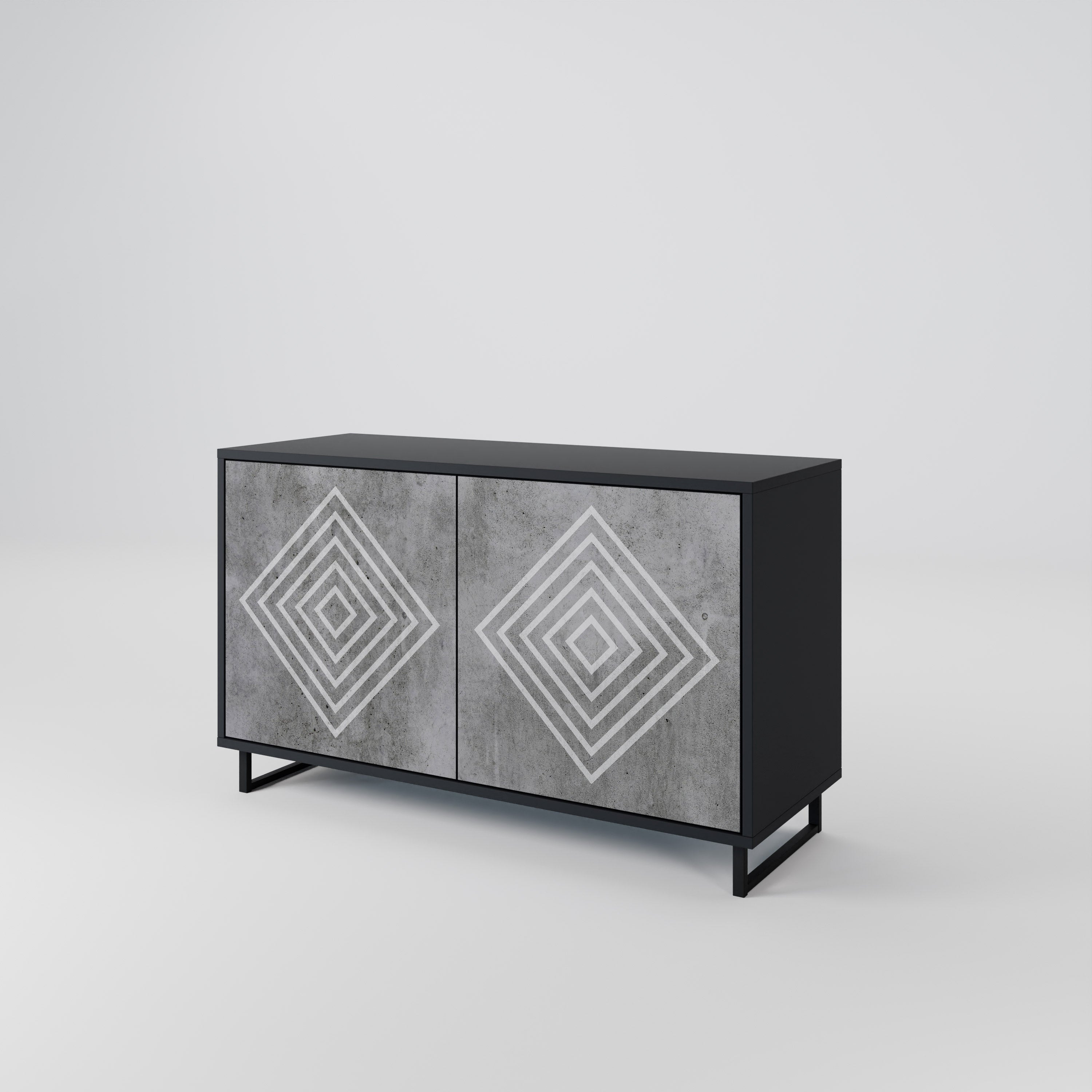 POLYGONAL ARTISTRY Sideboard mit 2 Türen in Schwarz