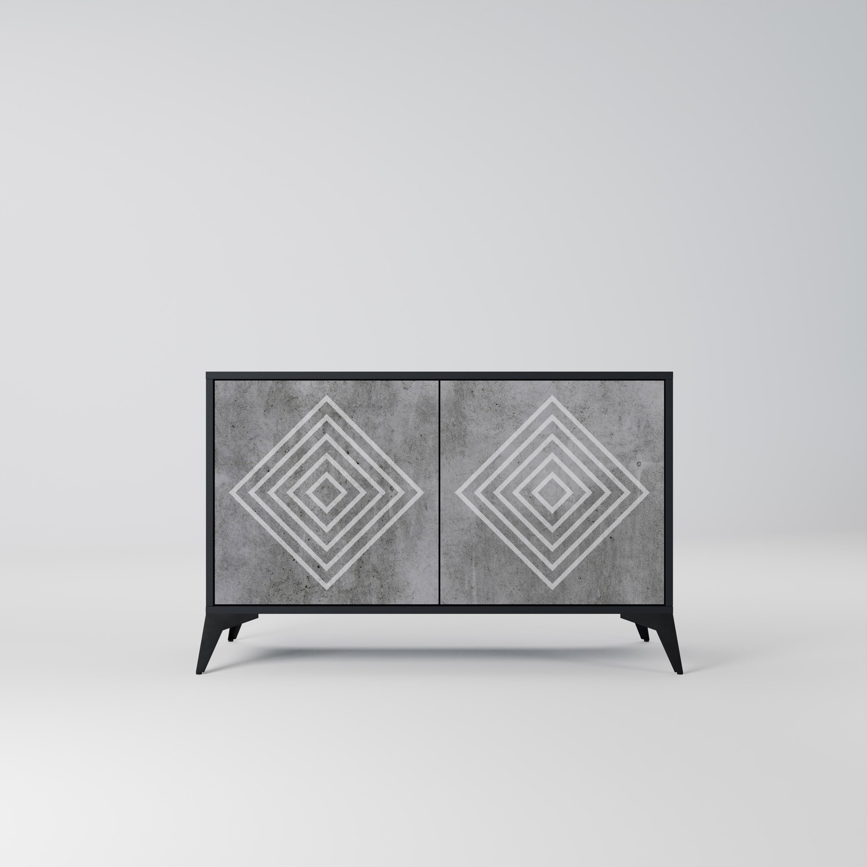 POLYGONAL ARTISTRY Sideboard mit 2 Türen in Schwarz