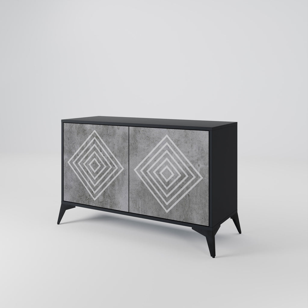 POLYGONAL ARTISTRY Sideboard mit 2 Türen in Schwarz