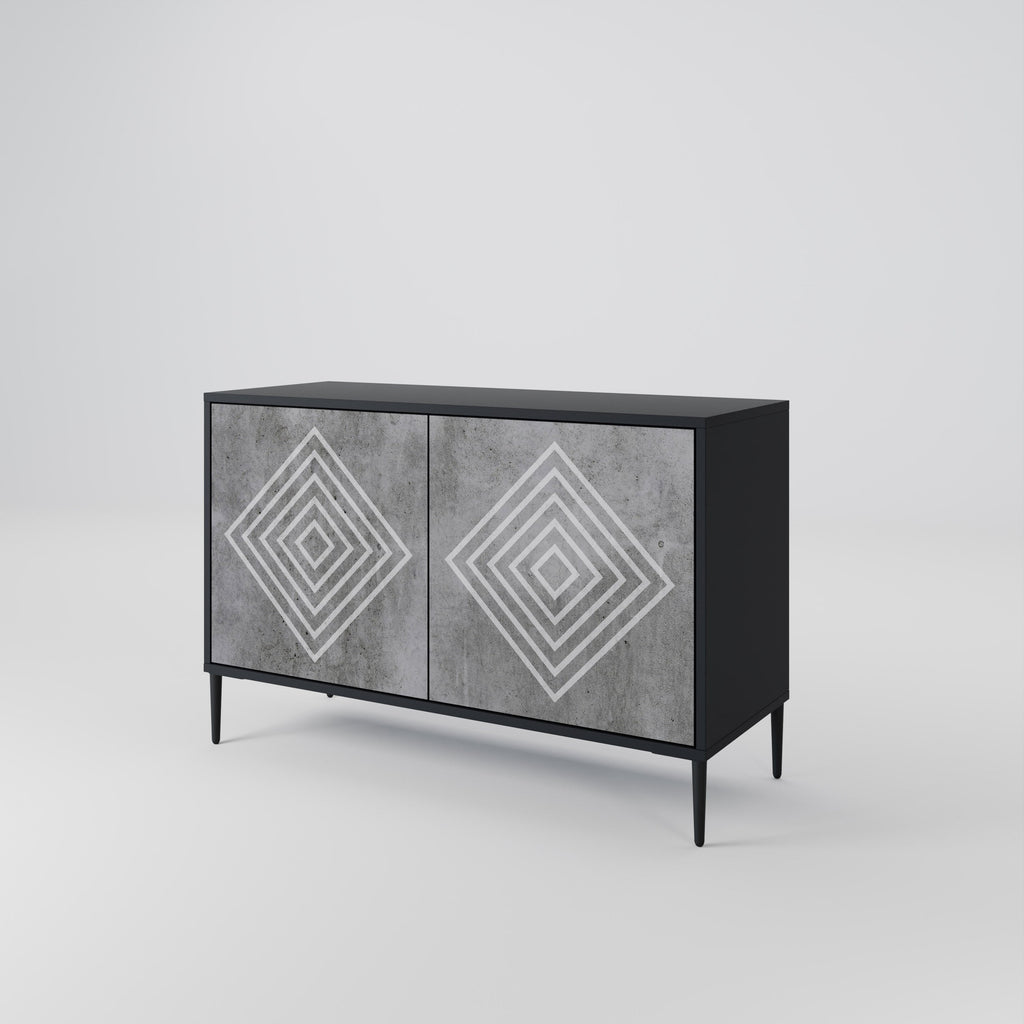 POLYGONAL ARTISTRY Sideboard mit 2 Türen in Schwarz