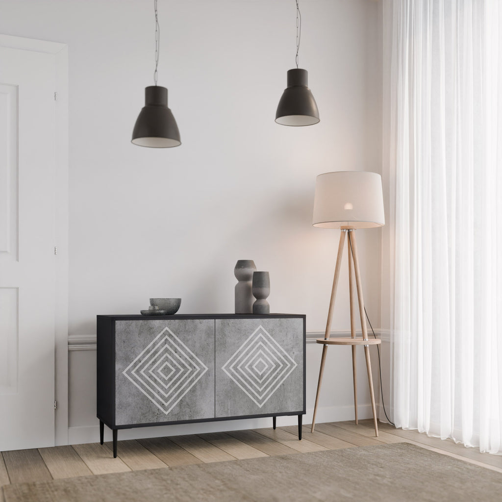POLYGONAL ARTISTRY Sideboard mit 2 Türen in Schwarz