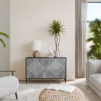 POLYGONAL ARTISTRY 2-Door Sideboard in Black Finish