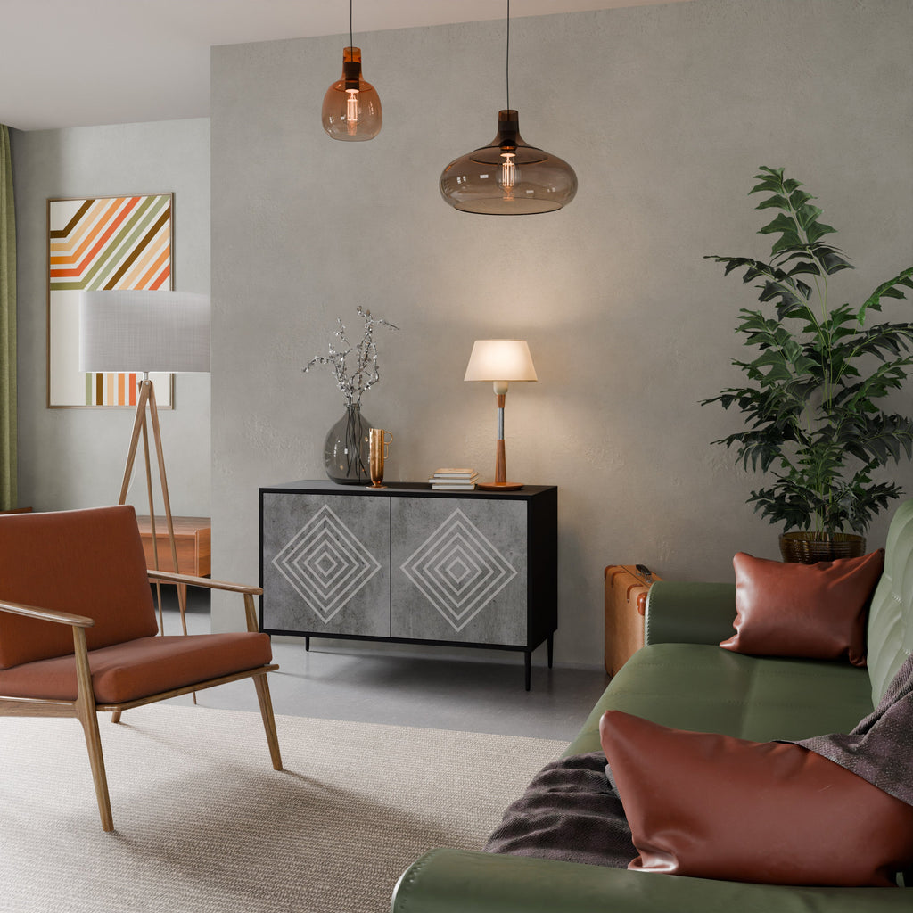 POLYGONAL ARTISTRY Sideboard mit 2 Türen in Schwarz