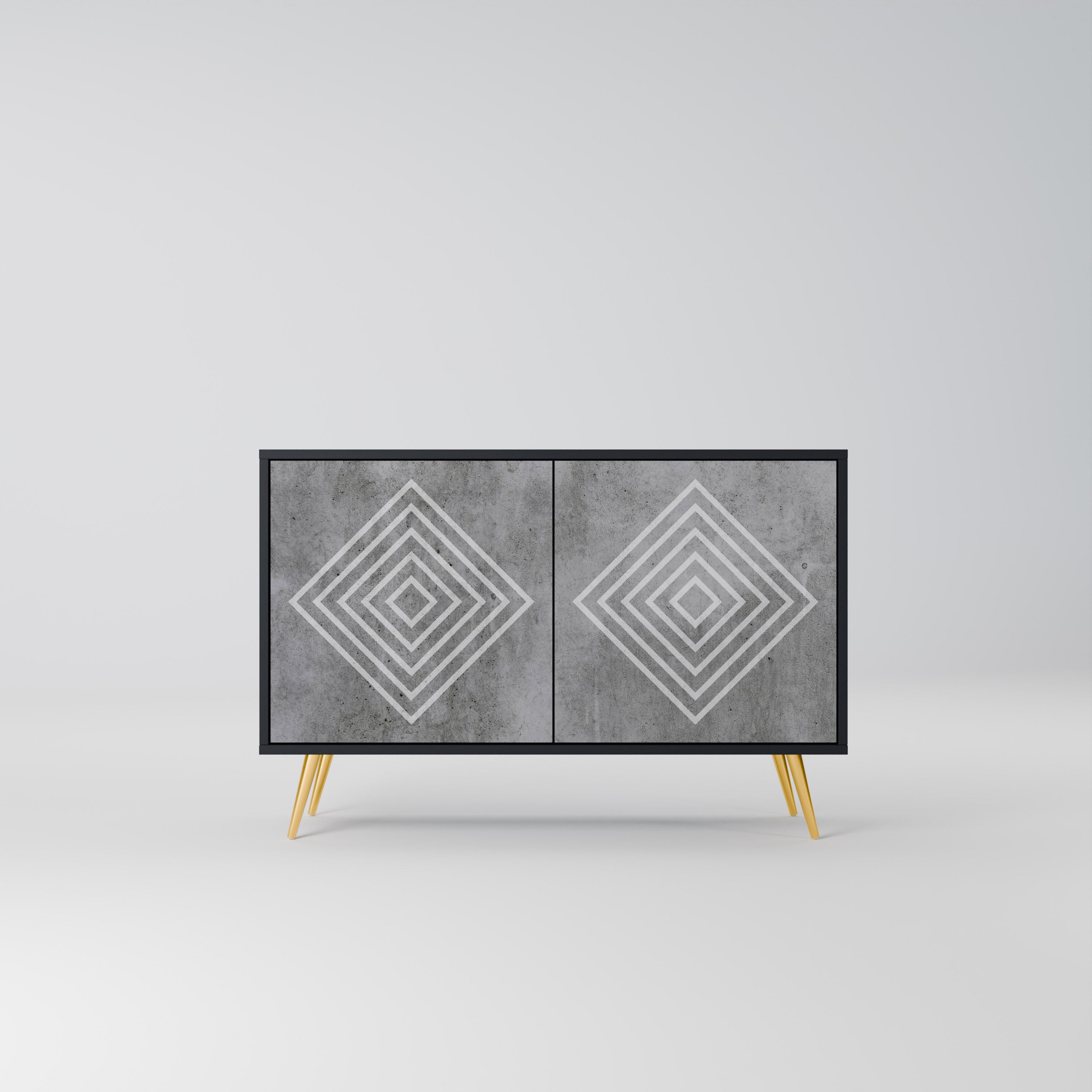 POLYGONAL ARTISTRY Sideboard mit 2 Türen in Schwarz