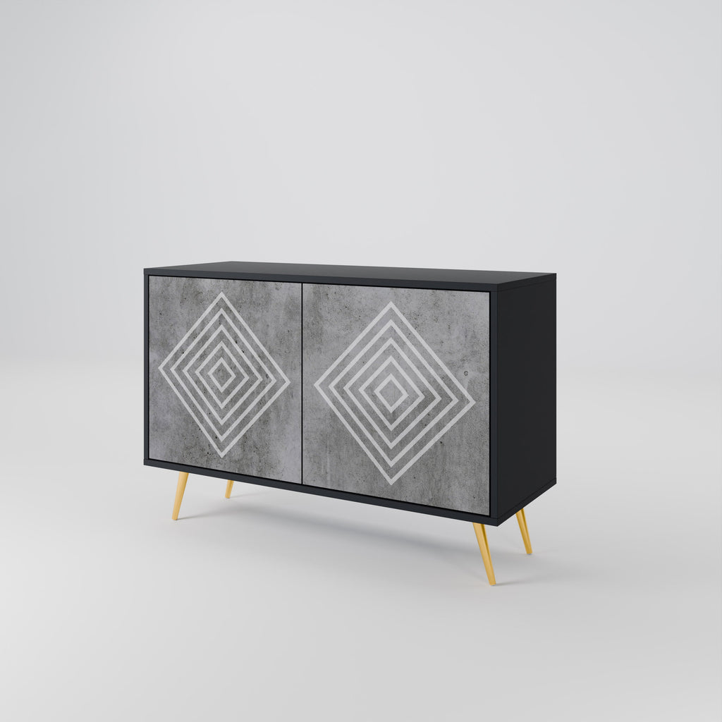 POLYGONAL ARTISTRY Sideboard mit 2 Türen in Schwarz