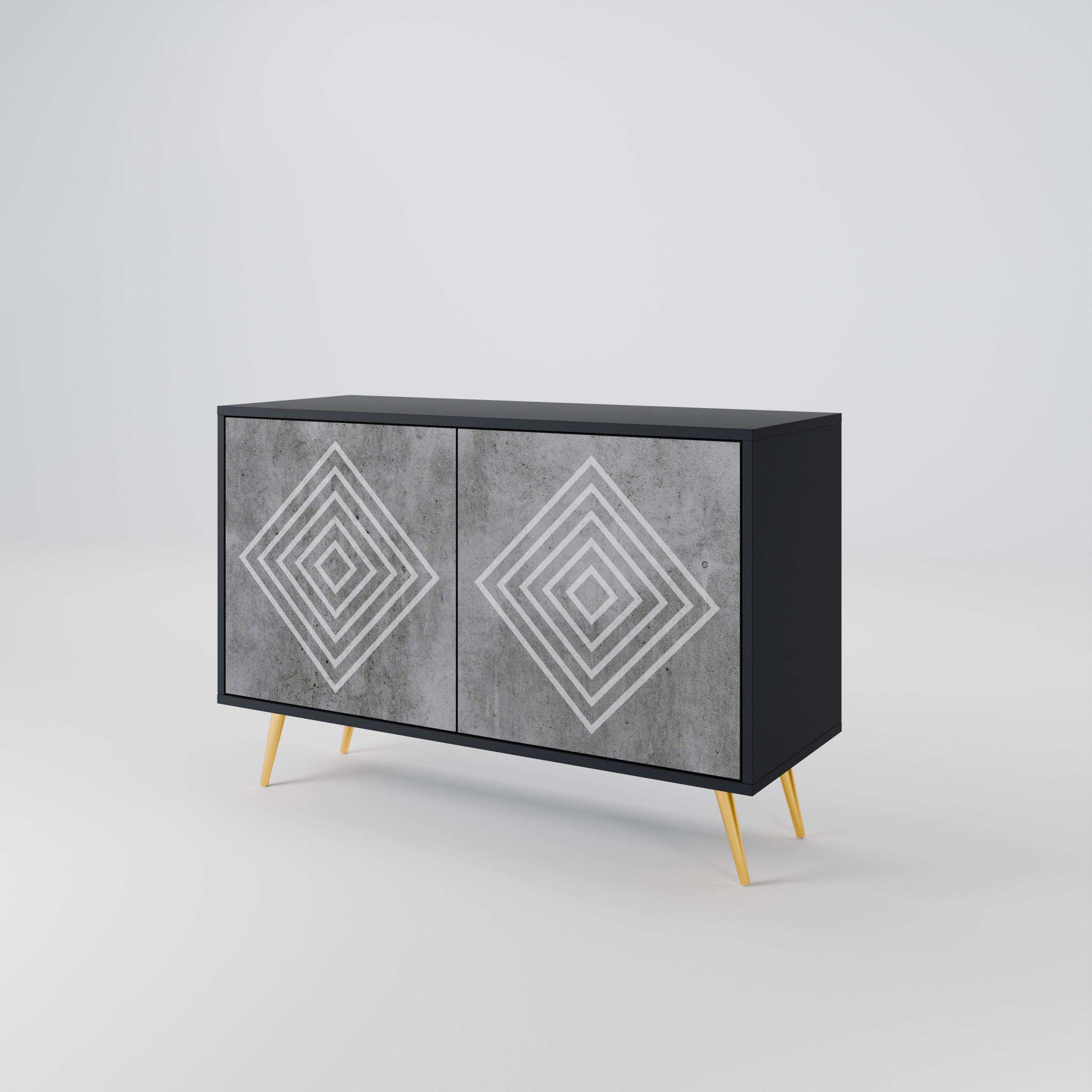 POLYGONAL ARTISTRY Sideboard mit 2 Türen in Schwarz