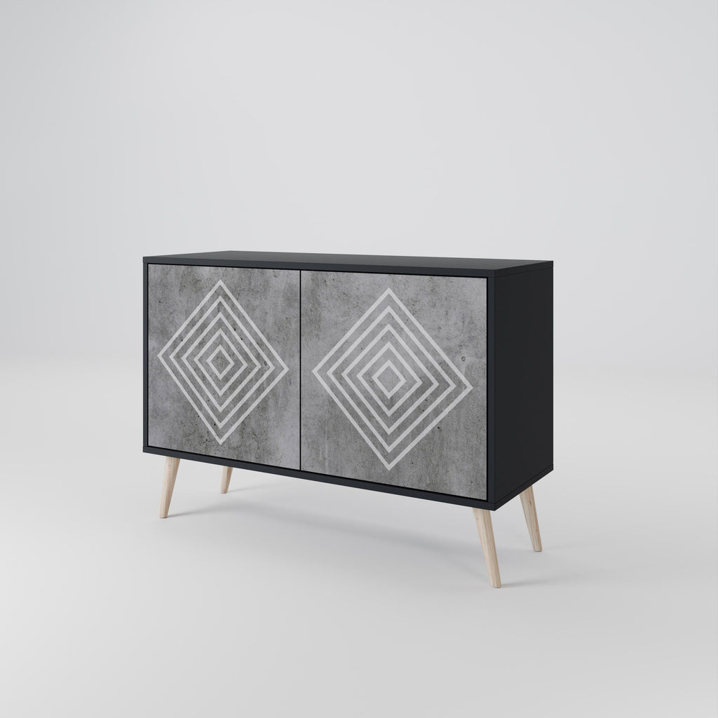 POLYGONAL ARTISTRY Sideboard mit 2 Türen in Schwarz
