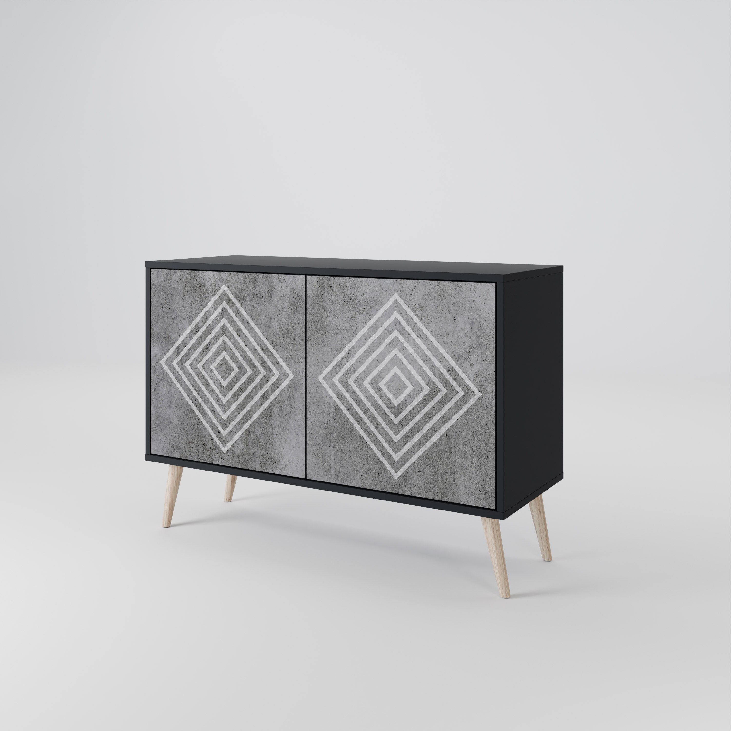 POLYGONAL ARTISTRY Sideboard mit 2 Türen in Schwarz
