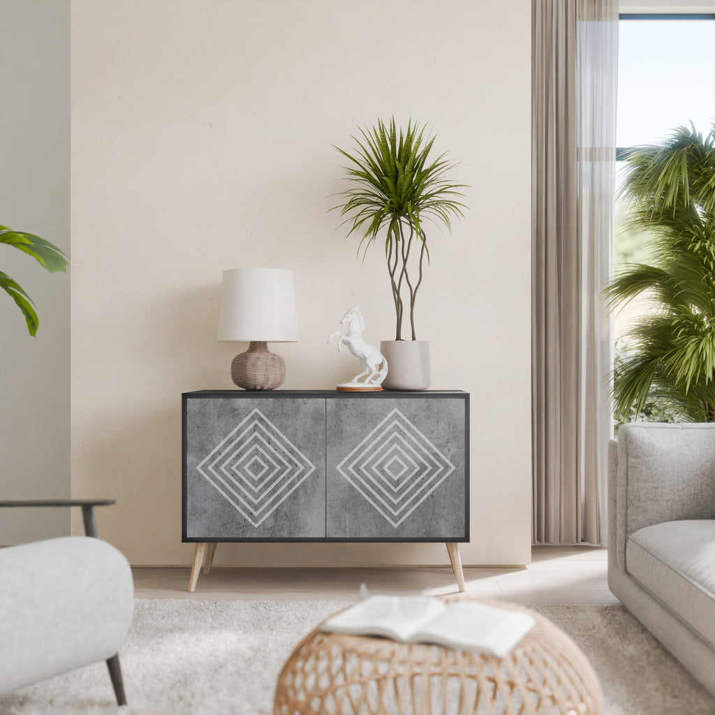 POLYGONAL ARTISTRY Sideboard mit 2 Türen in Schwarz