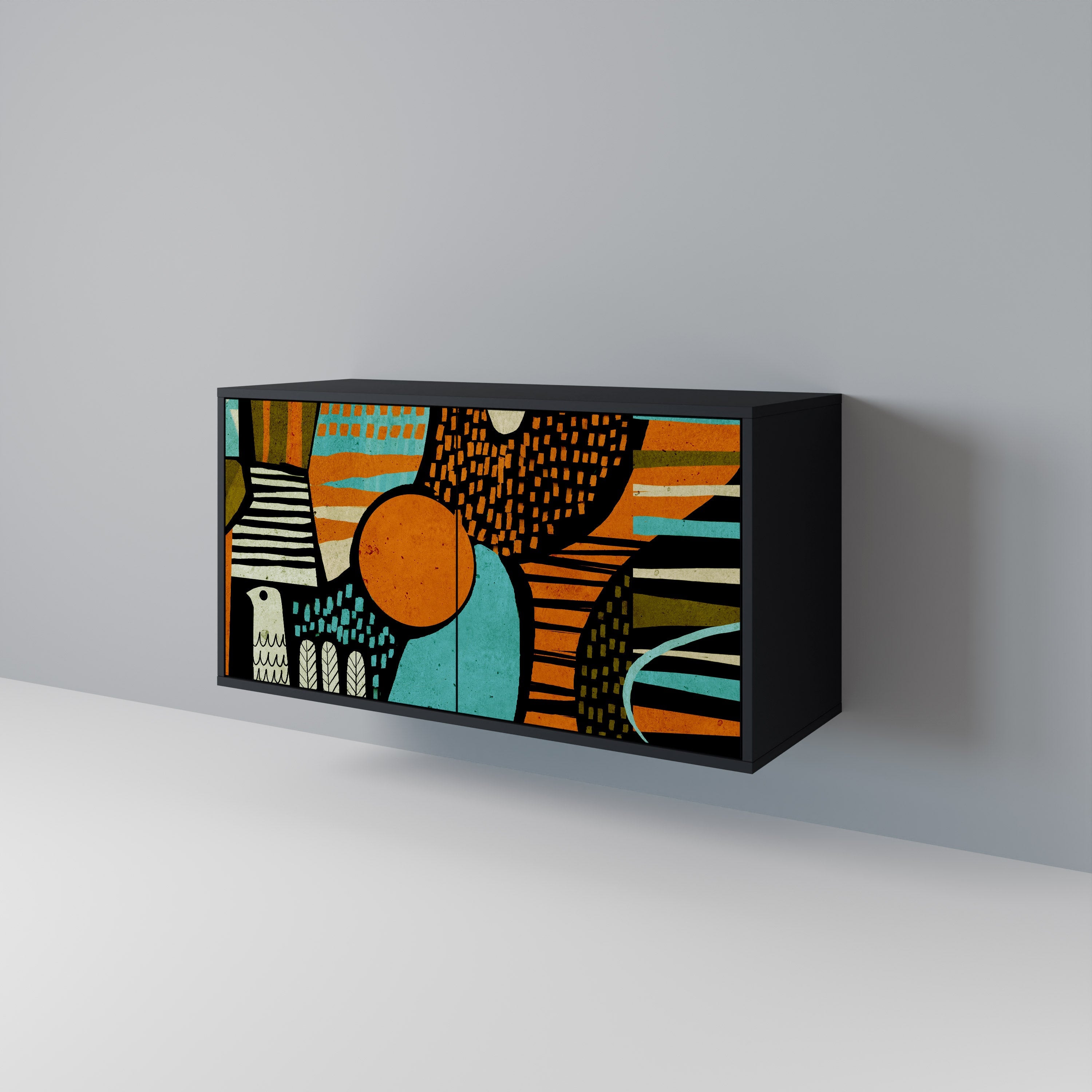GEODE GLIMMER Sideboard mit 2 Türen in Schwarz