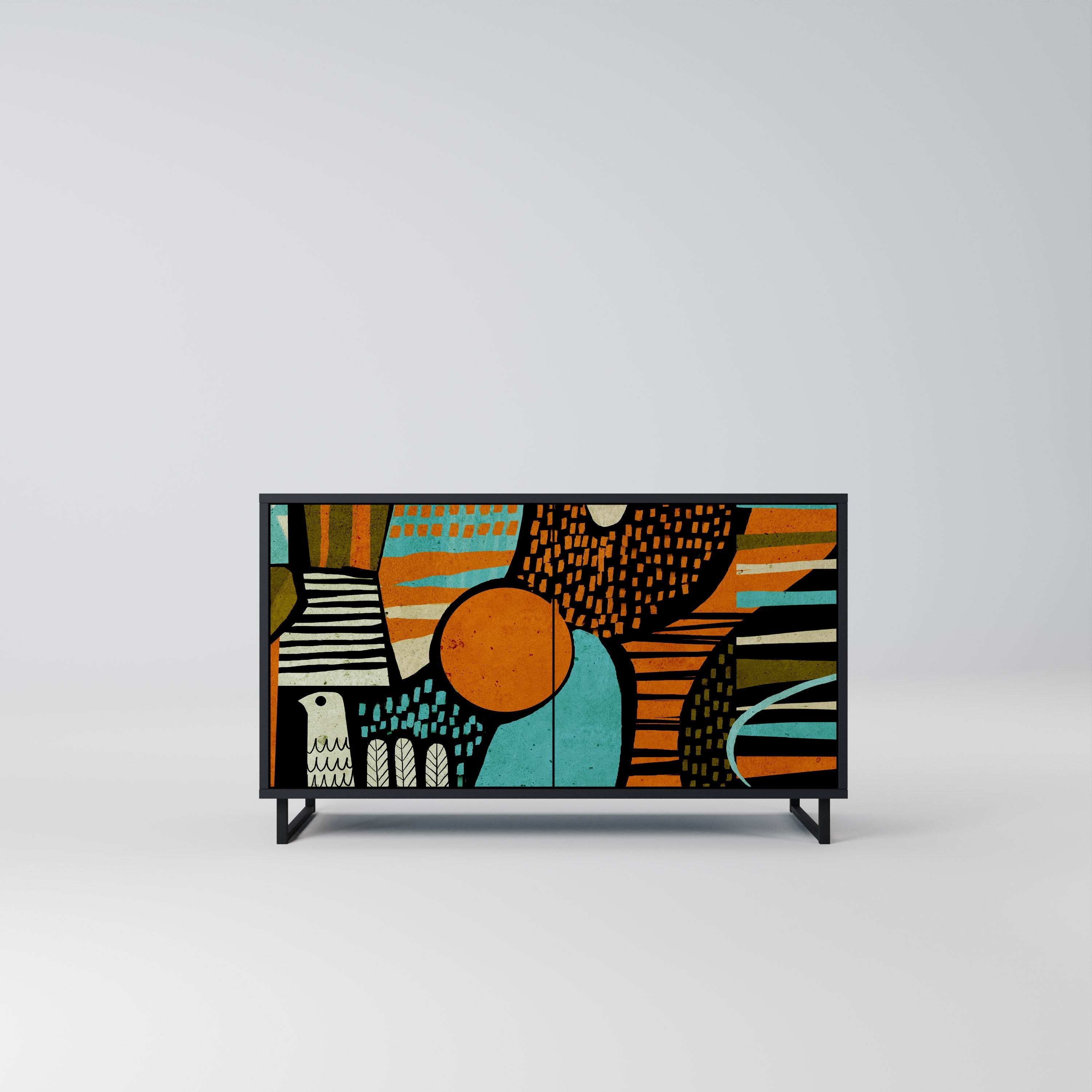 GEODE GLIMMER Sideboard mit 2 Türen in Schwarz