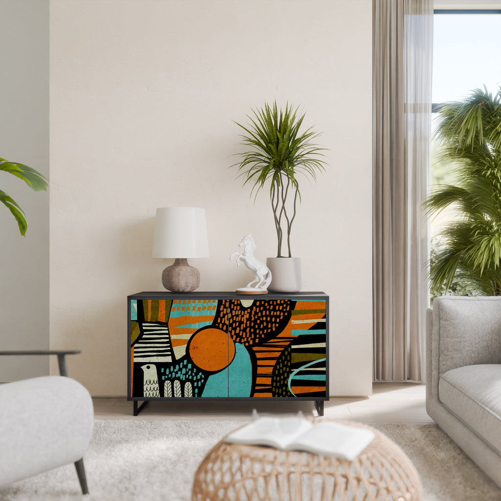 GEODE GLIMMER Sideboard mit 2 Türen in Schwarz