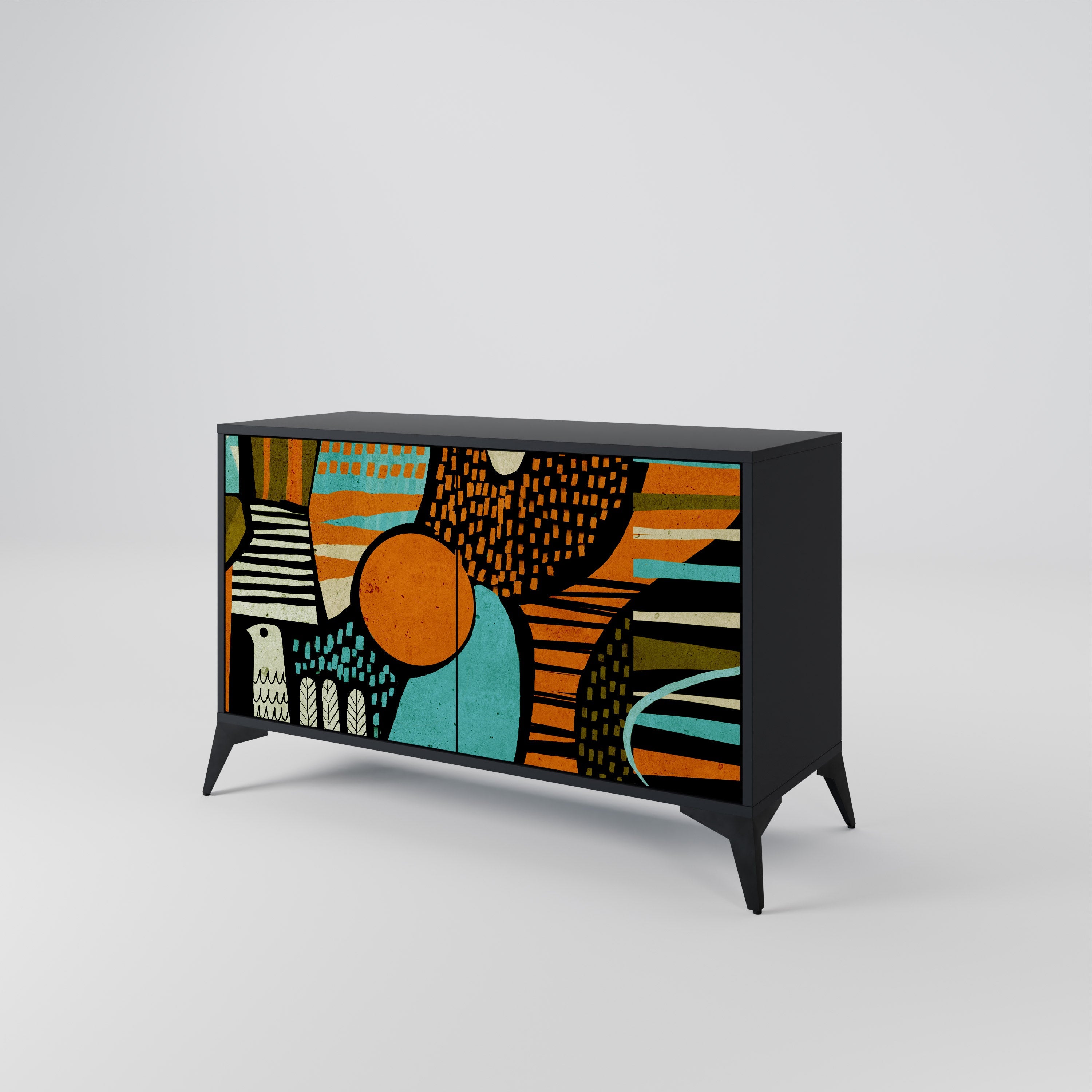 GEODE GLIMMER Sideboard mit 2 Türen in Schwarz