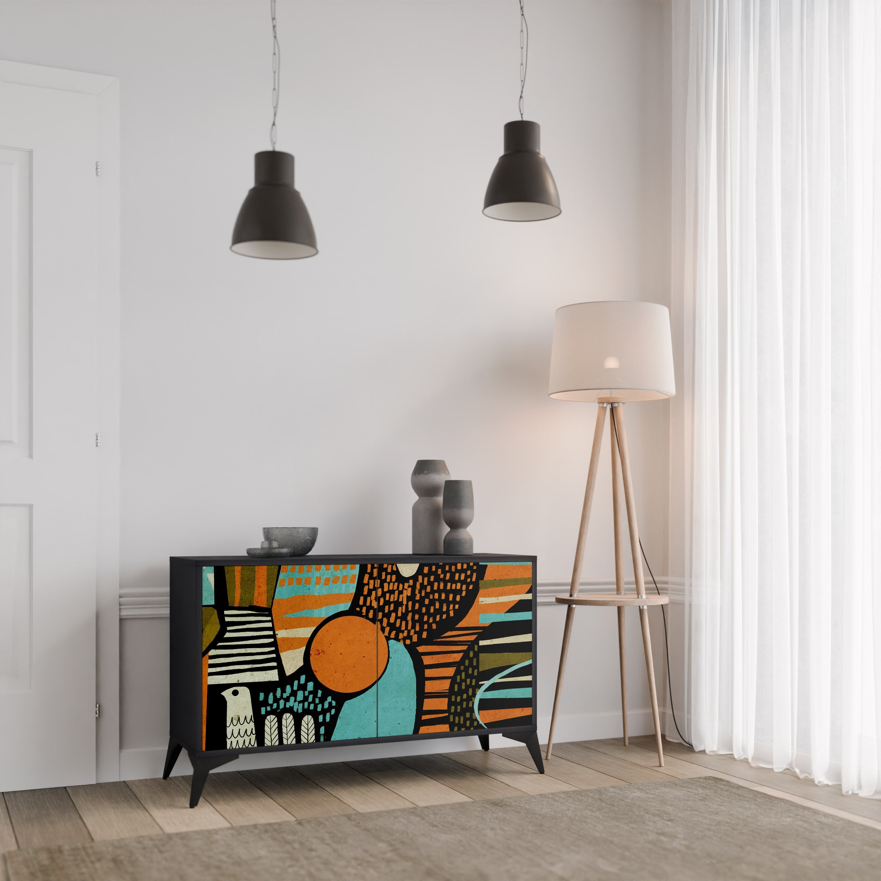 GEODE GLIMMER Sideboard mit 2 Türen in Schwarz