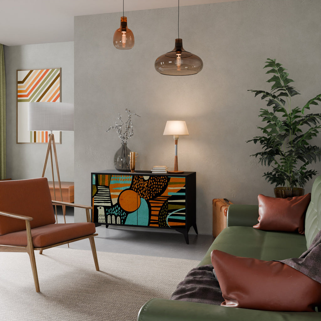 GEODE GLIMMER Sideboard mit 2 Türen in Schwarz