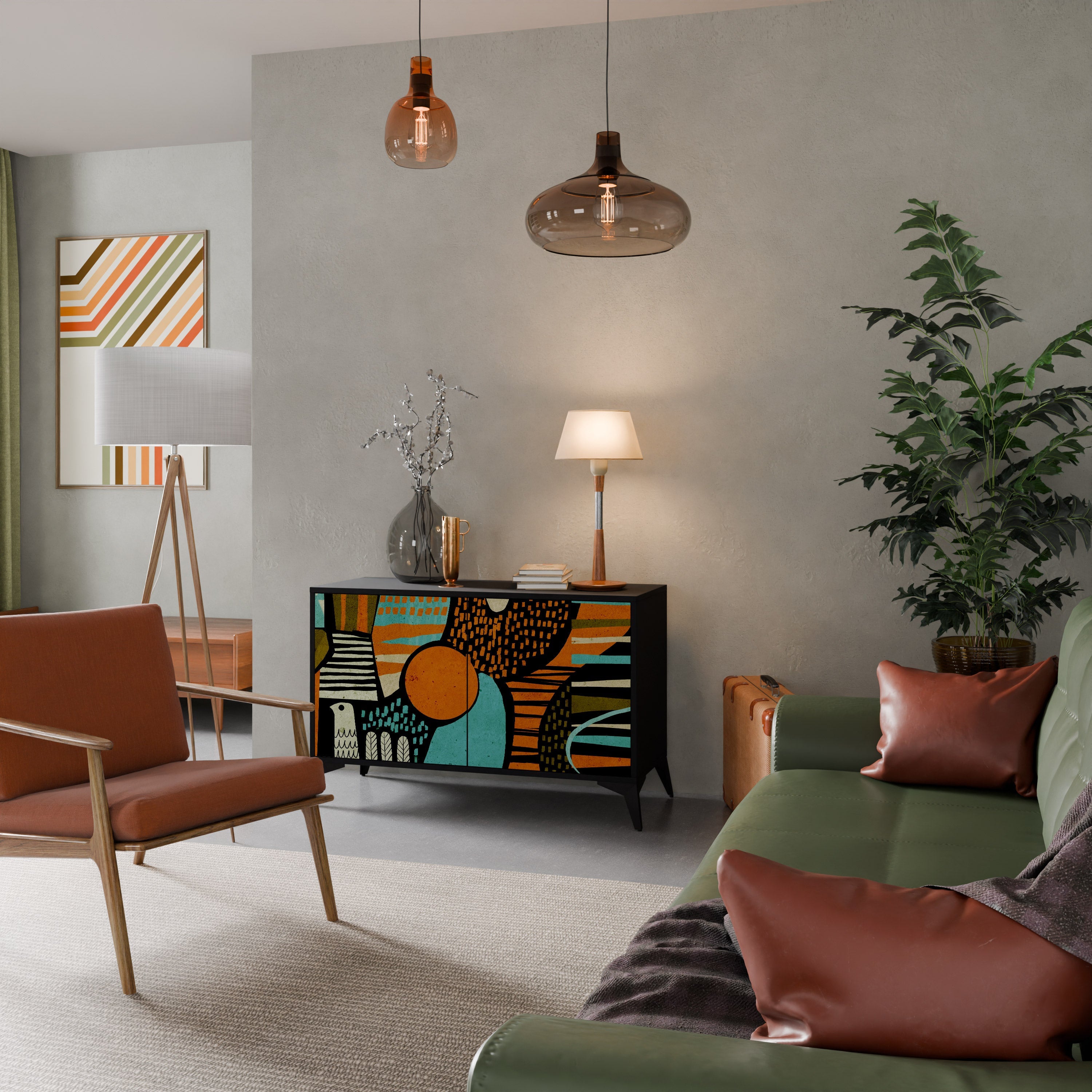 GEODE GLIMMER Sideboard mit 2 Türen in Schwarz