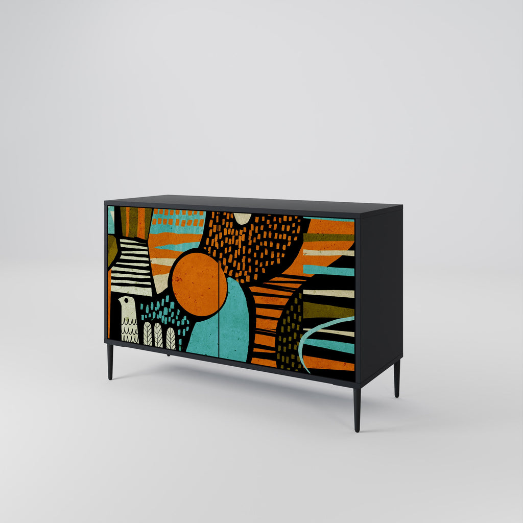 GEODE GLIMMER Sideboard mit 2 Türen in Schwarz