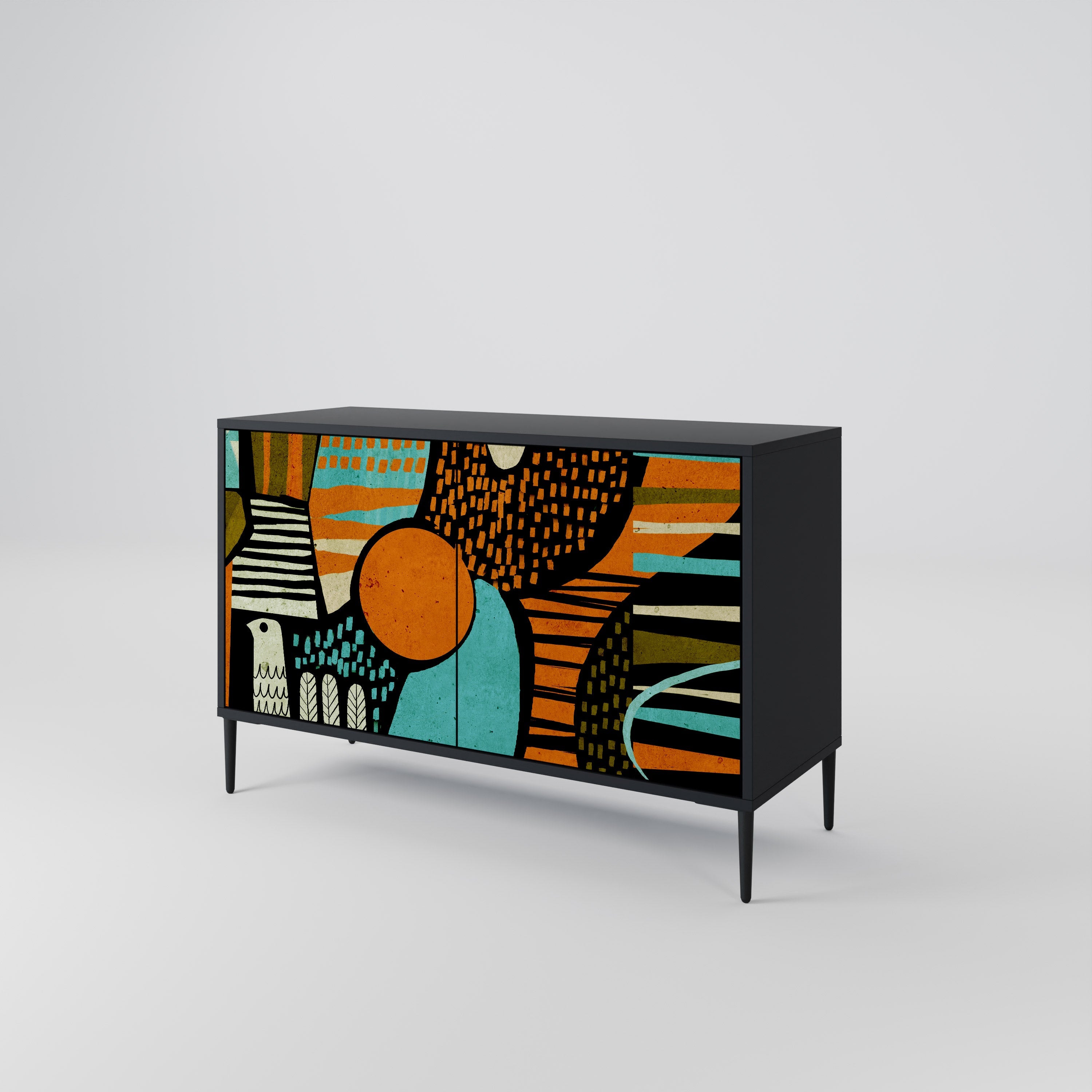 GEODE GLIMMER Sideboard mit 2 Türen in Schwarz