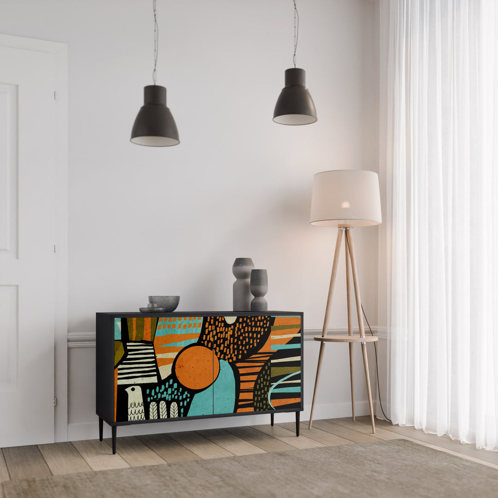 GEODE GLIMMER Sideboard mit 2 Türen in Schwarz
