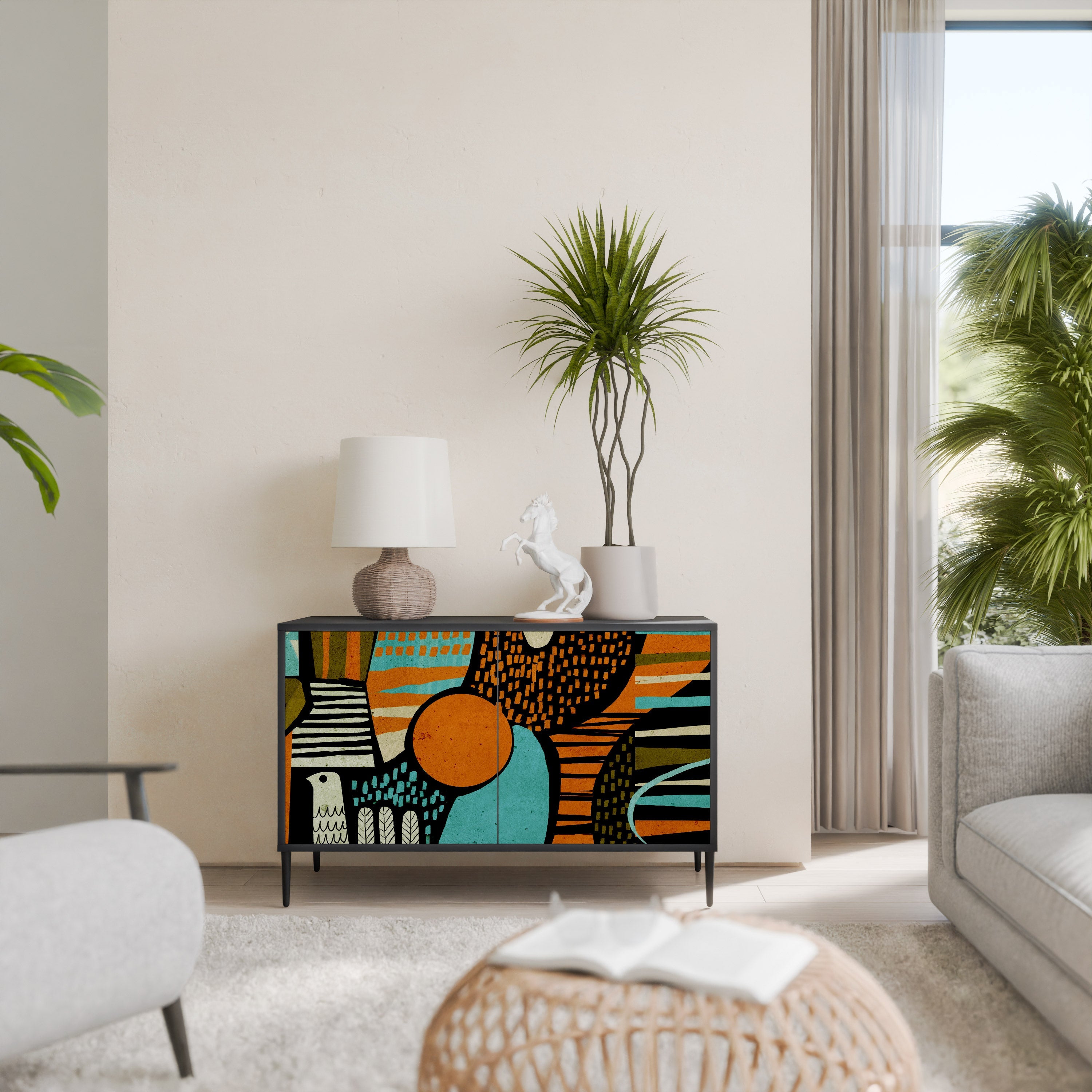GEODE GLIMMER Sideboard mit 2 Türen in Schwarz