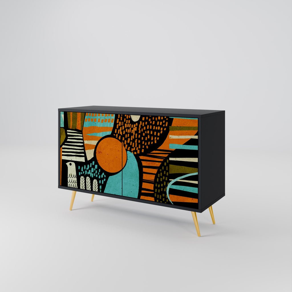 GEODE GLIMMER Sideboard mit 2 Türen in Schwarz