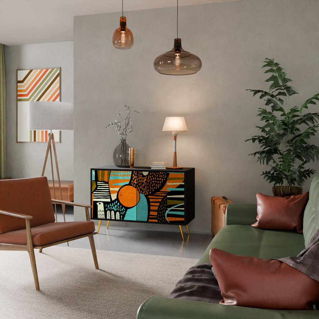 GEODE GLIMMER Sideboard mit 2 Türen in Schwarz
