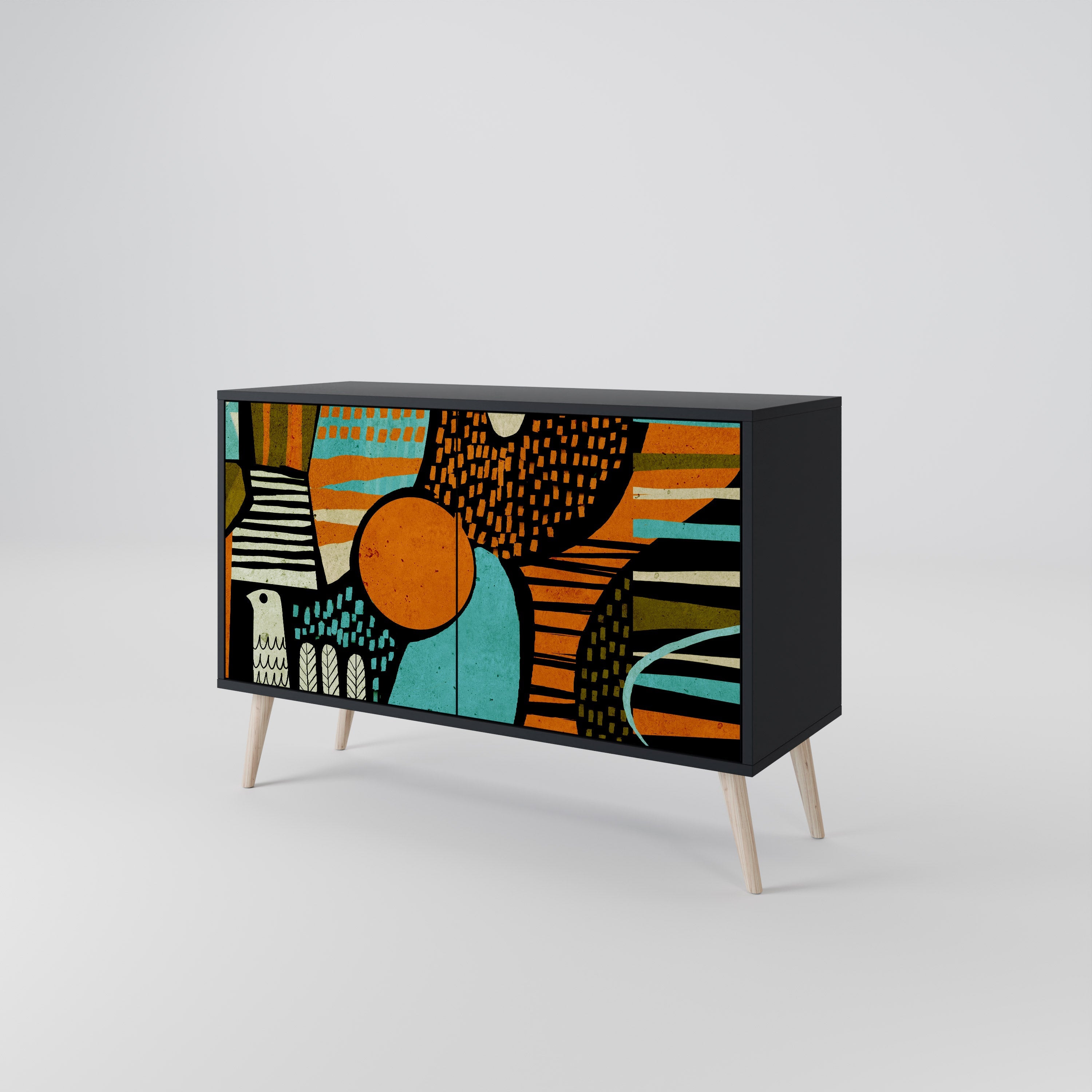 GEODE GLIMMER Sideboard mit 2 Türen in Schwarz