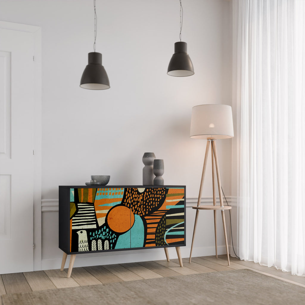 GEODE GLIMMER Sideboard mit 2 Türen in Schwarz