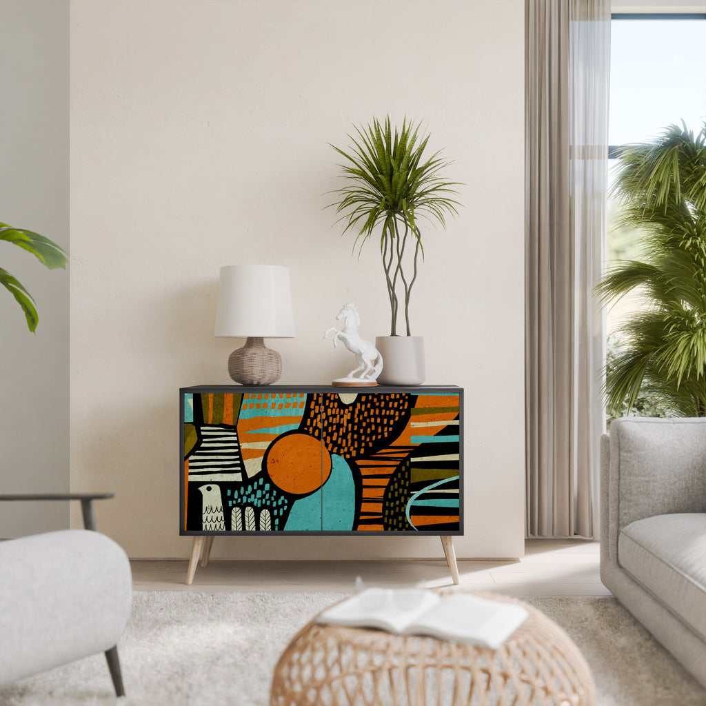 GEODE GLIMMER Sideboard mit 2 Türen in Schwarz