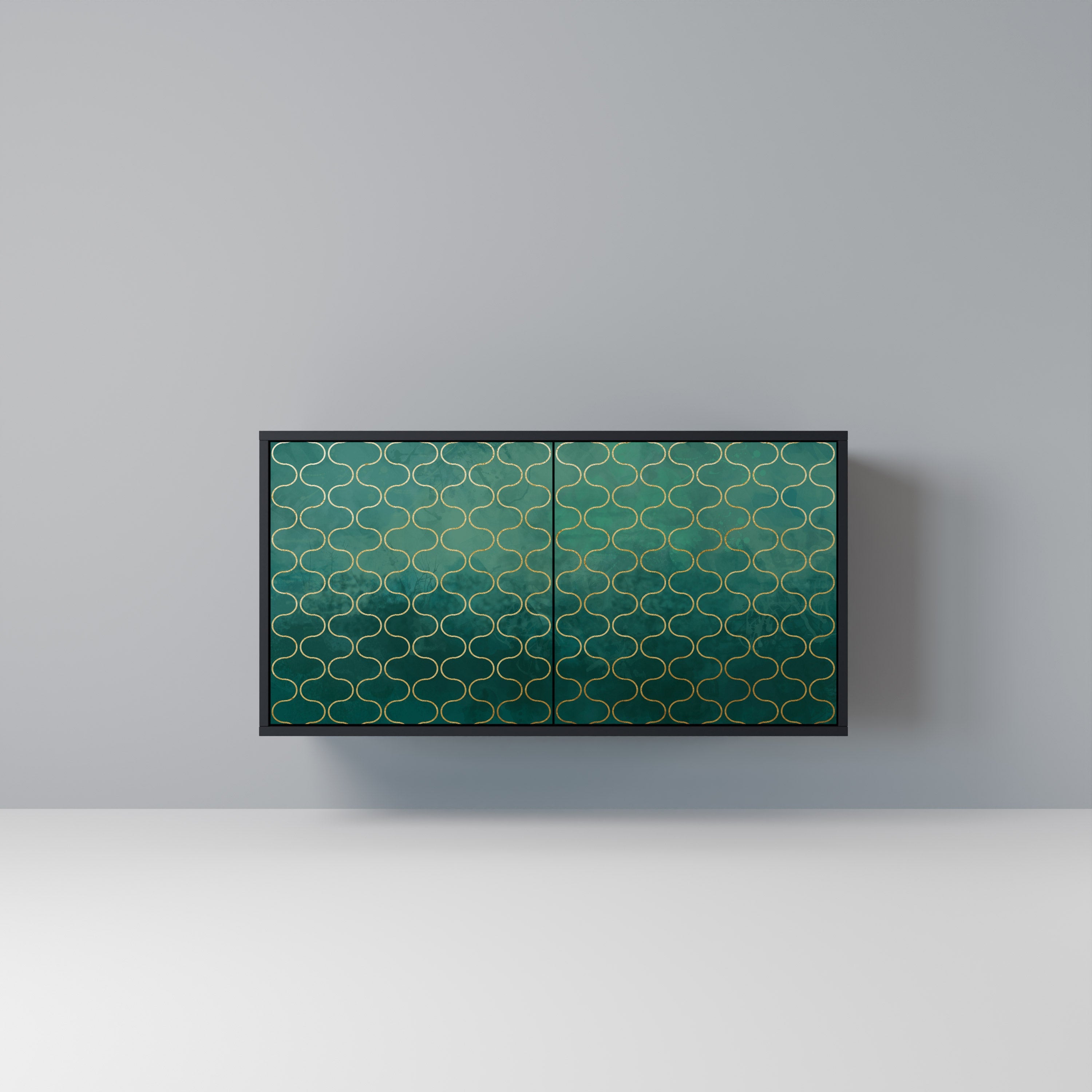 TESSELATED GREENERY Sideboard mit 2 Türen in Schwarz