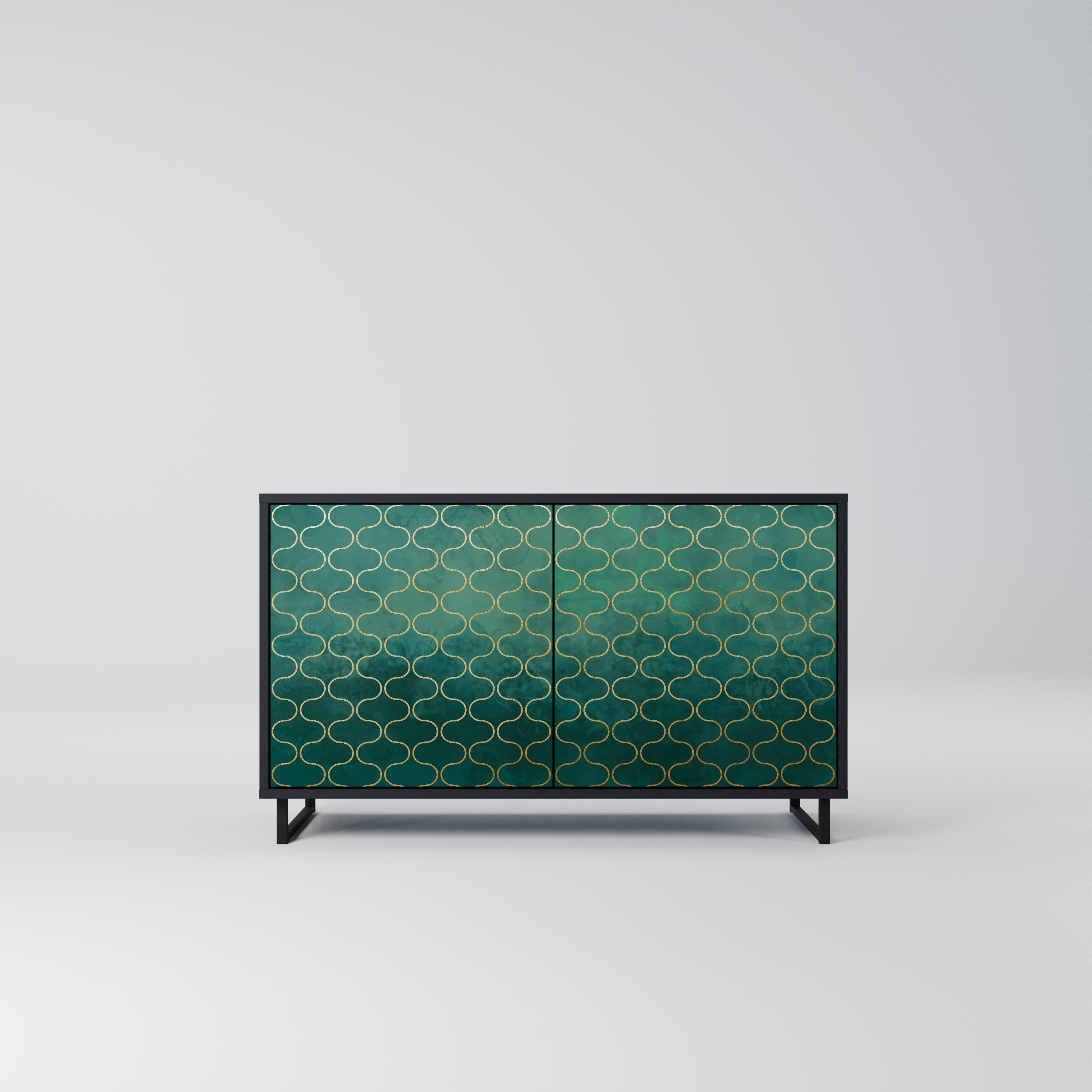TESSELATED GREENERY Sideboard mit 2 Türen in Schwarz