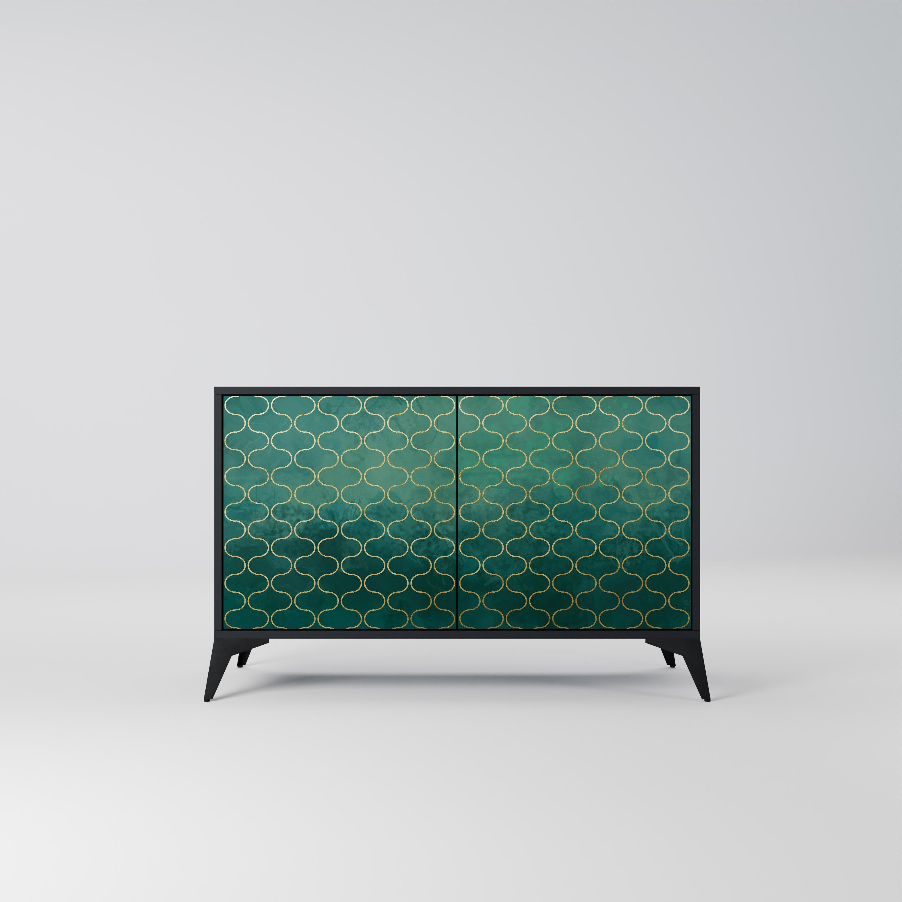 TESSELATED GREENERY Sideboard mit 2 Türen in Schwarz
