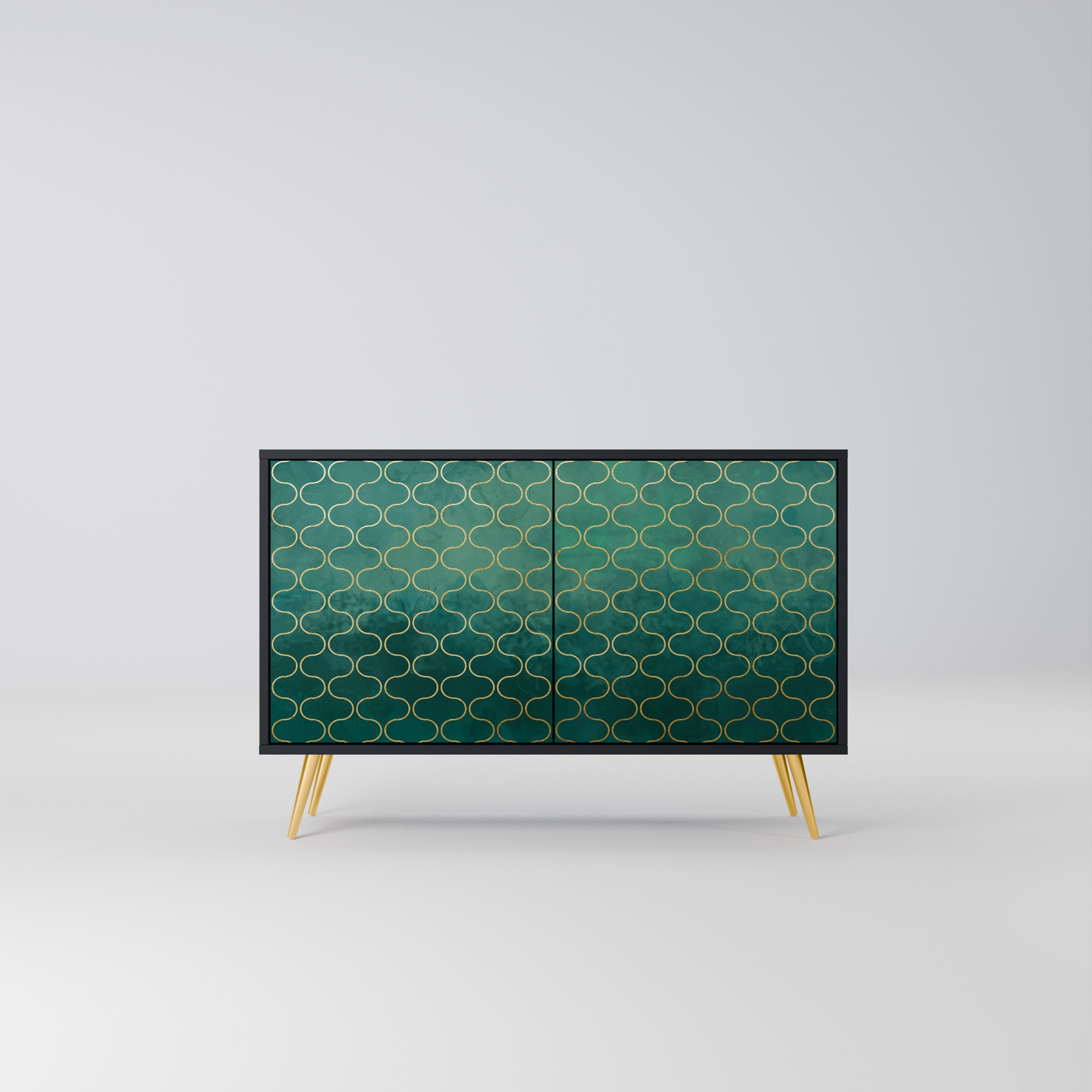 TESSELATED GREENERY Sideboard mit 2 Türen in Schwarz