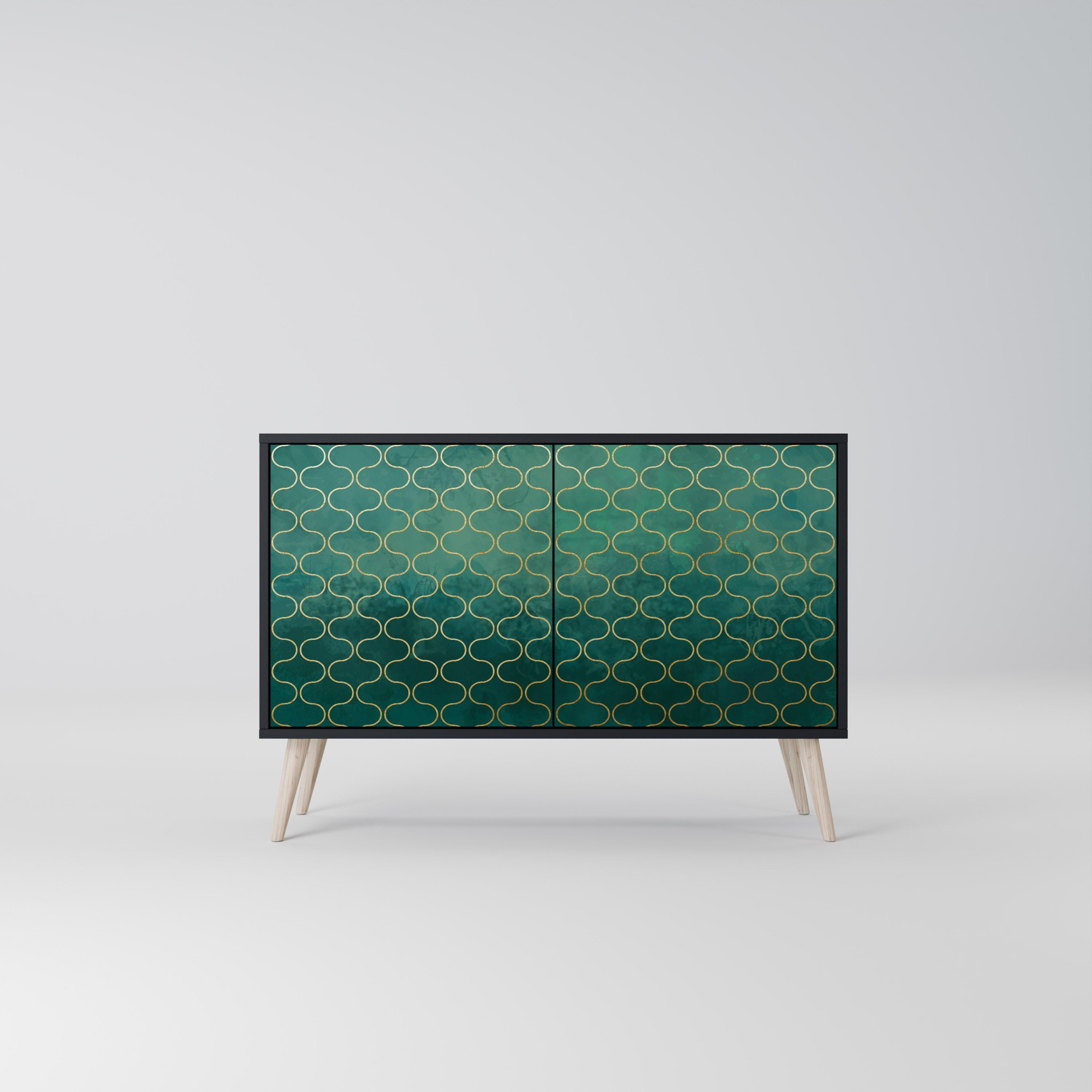 TESSELATED GREENERY Sideboard mit 2 Türen in Schwarz