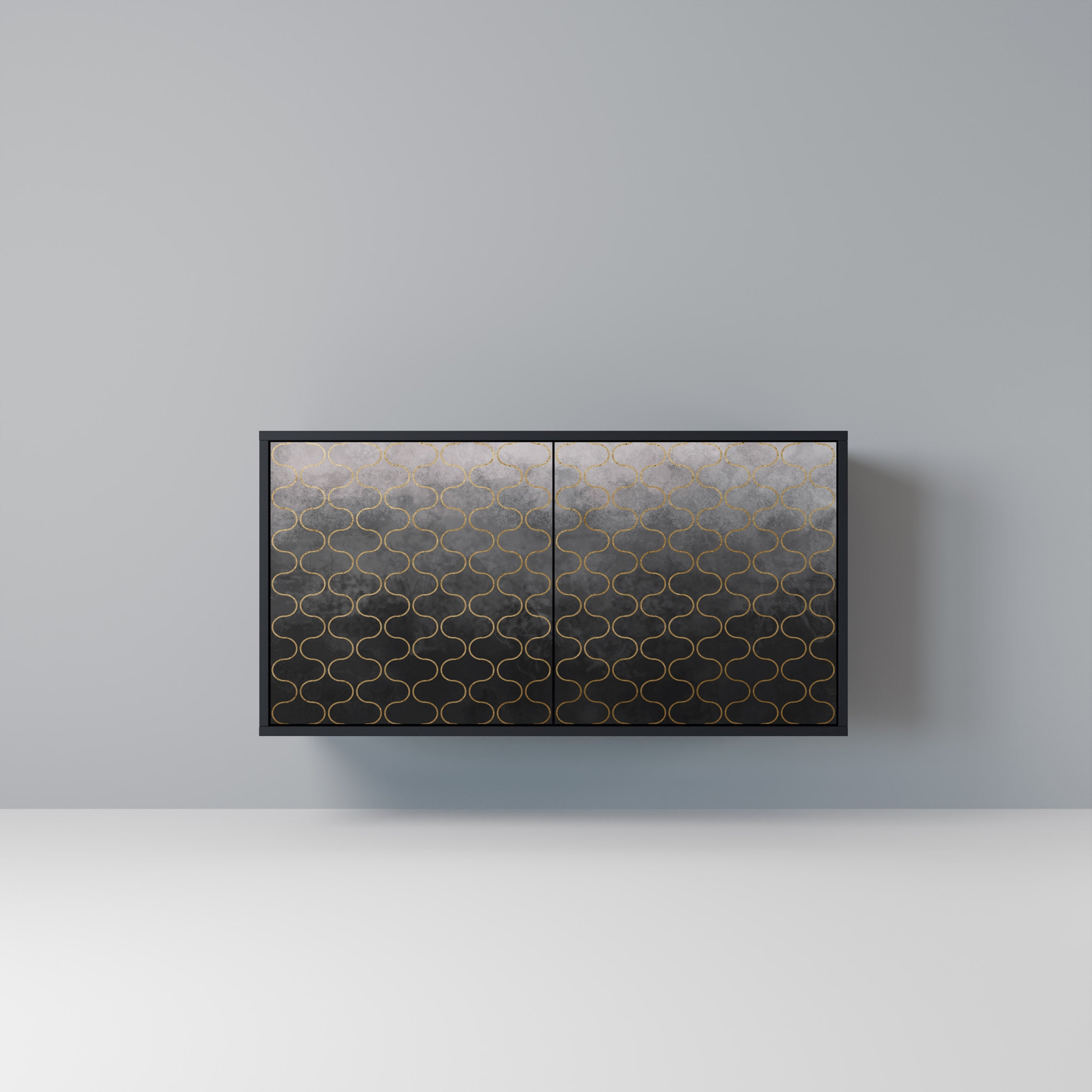TESSELATED GRAYISH Sideboard mit 2 Türen in Schwarz