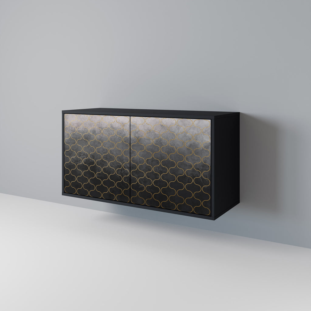 TESSELATED GRAYISH Sideboard mit 2 Türen in schwarzem Finish