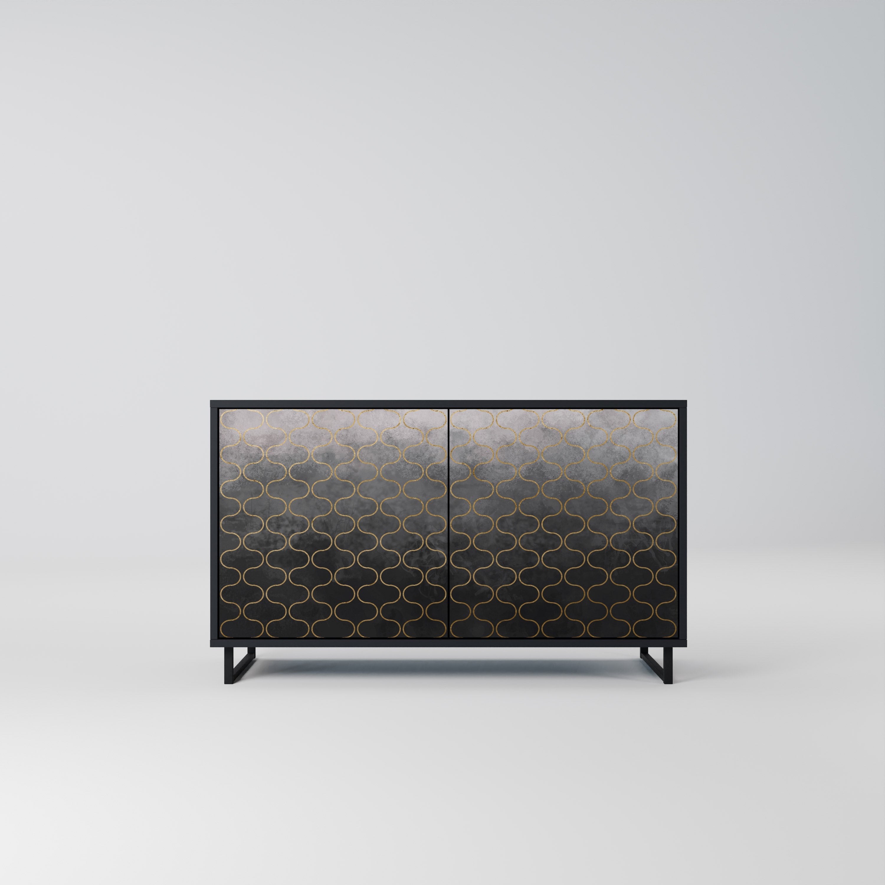 TESSELATED GRAYISH Sideboard mit 2 Türen in Schwarz
