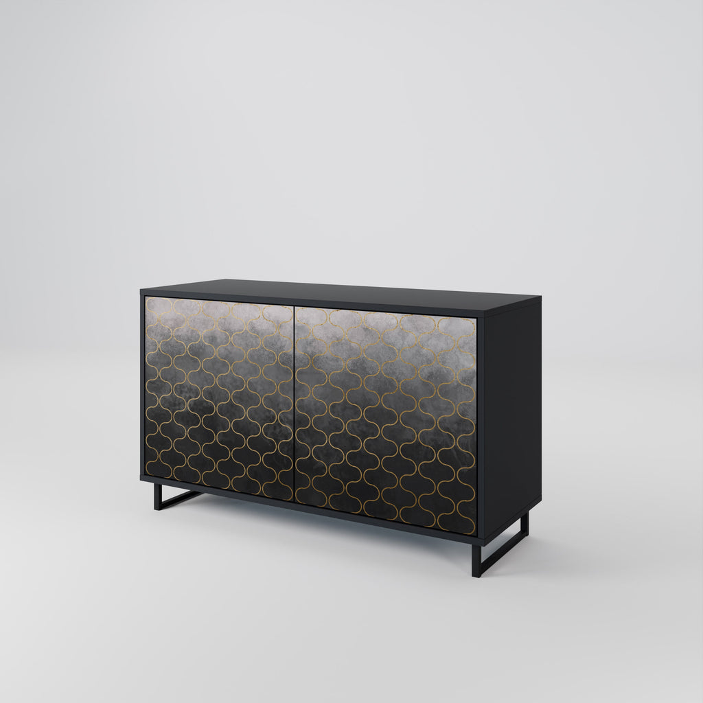 TESSELATED GRAYISH Sideboard mit 2 Türen in schwarzem Finish