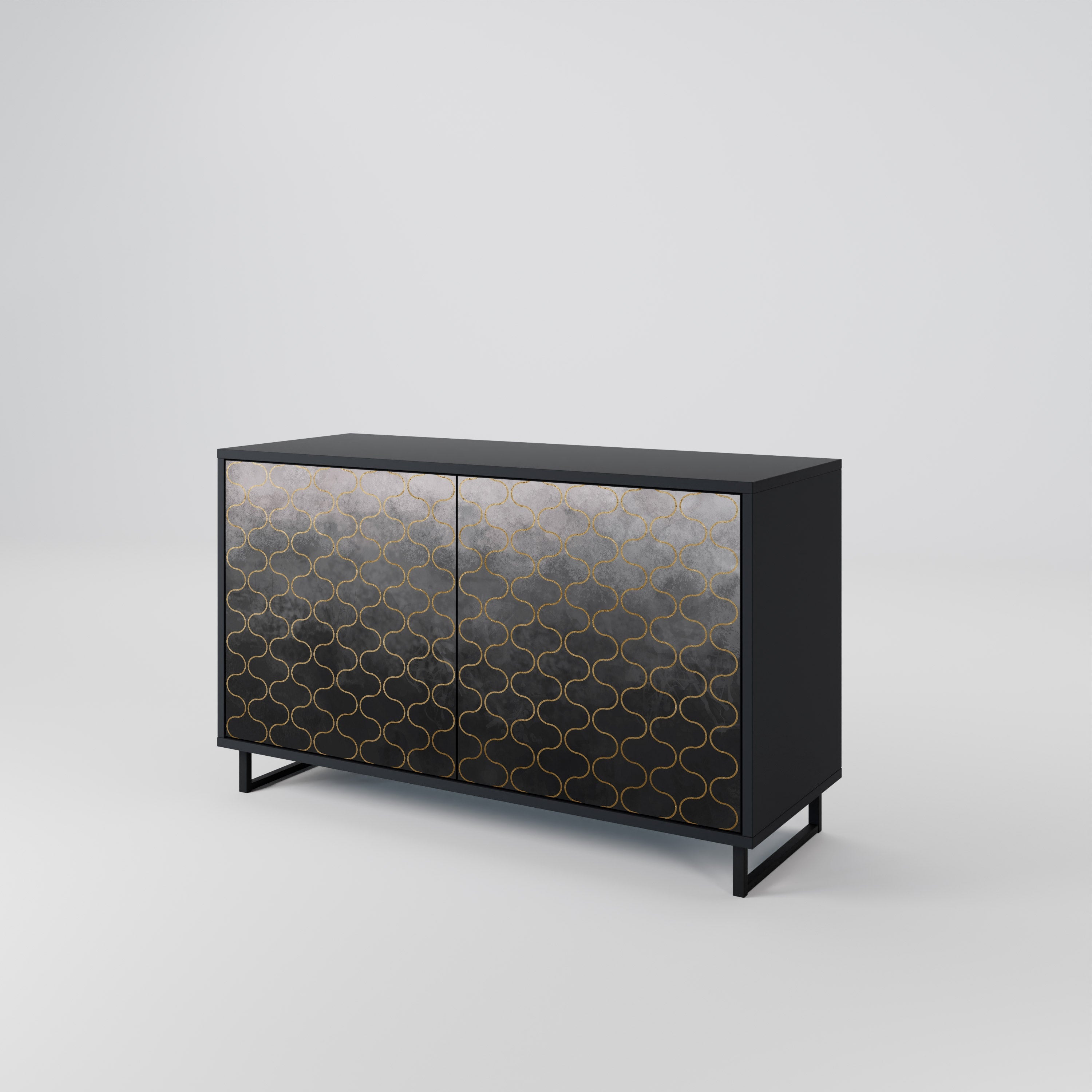 TESSELATED GRAYISH Sideboard mit 2 Türen in schwarzem Finish
