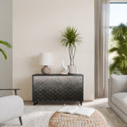 TESSELATED GRAYISH 2-Door Sideboard in Black Finish