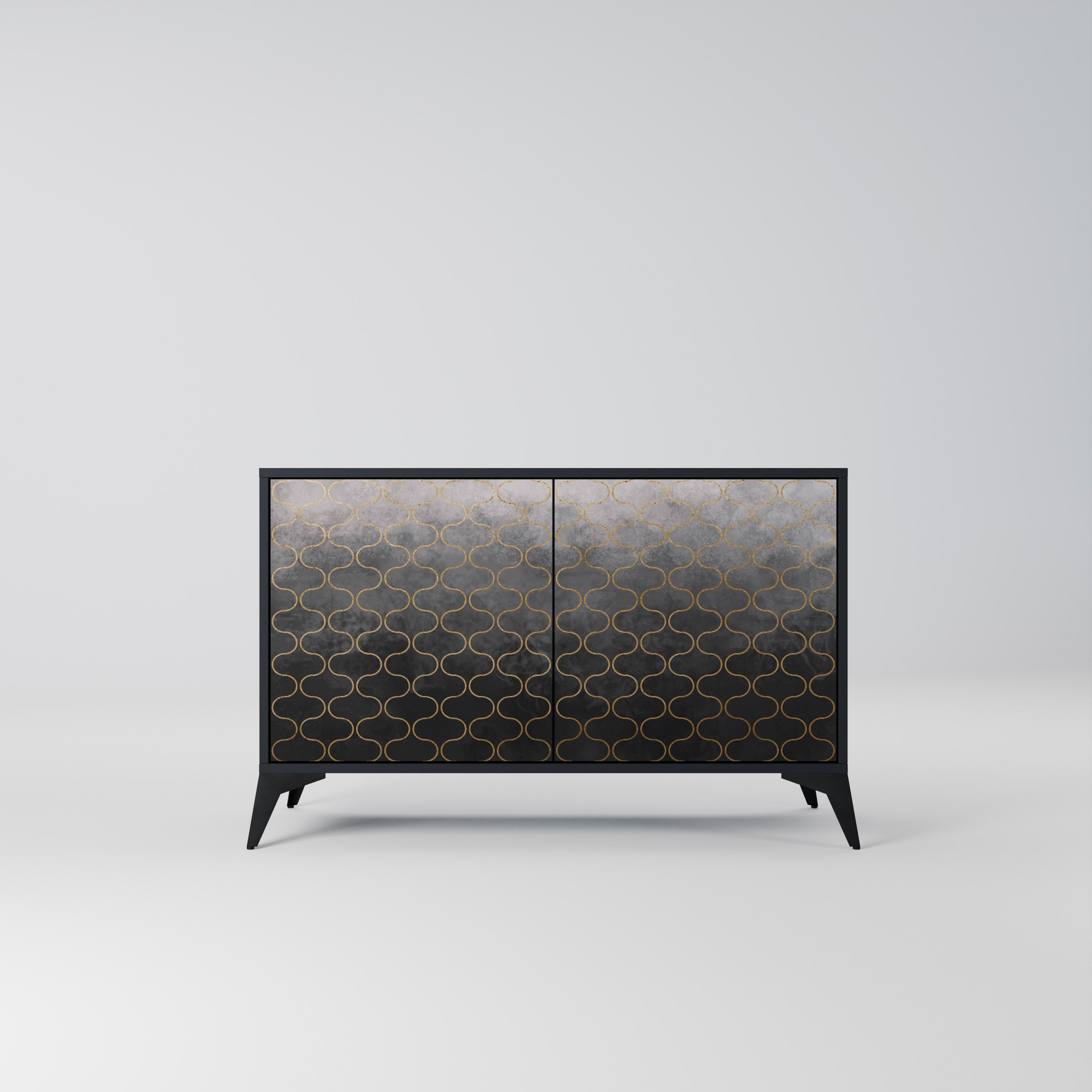 TESSELATED GRAYISH Sideboard mit 2 Türen in Schwarz